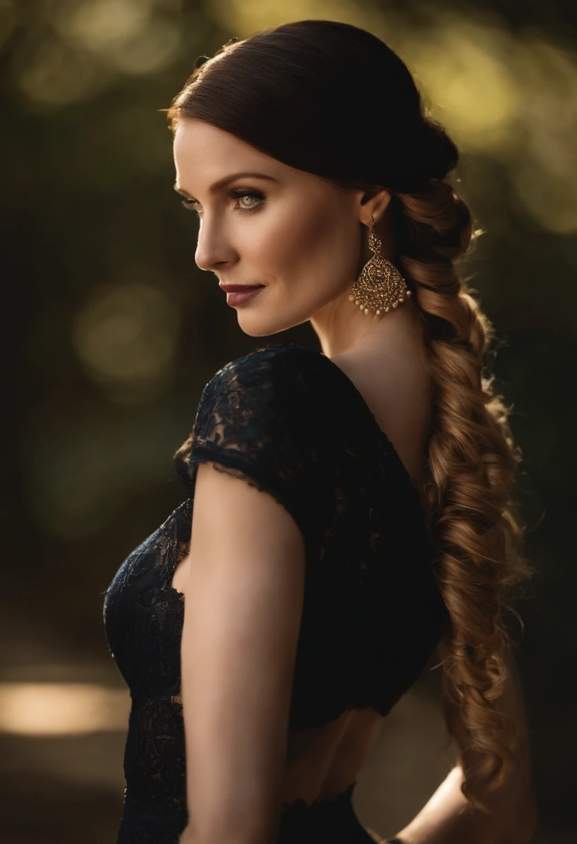 Cabelo preto Bryce Dallas Howard como mulher maravilha, long braided black hair, rosto detalhado olhando para cima,  perspectiva de corpo inteiro, beautiful curvilinear body outlined,  bodystrong facial expression,olhos azuis, Pose de luta, traje tradicional da mulher maravilha, bodysuit azul marinho detalhado, gold headband, bracelets on both arms, Botas vermelhas sobre o joelho, Fundo da arquitetura grega, whole body view, Full view of the body with full head in the image, perspectiva de corpo inteiro.