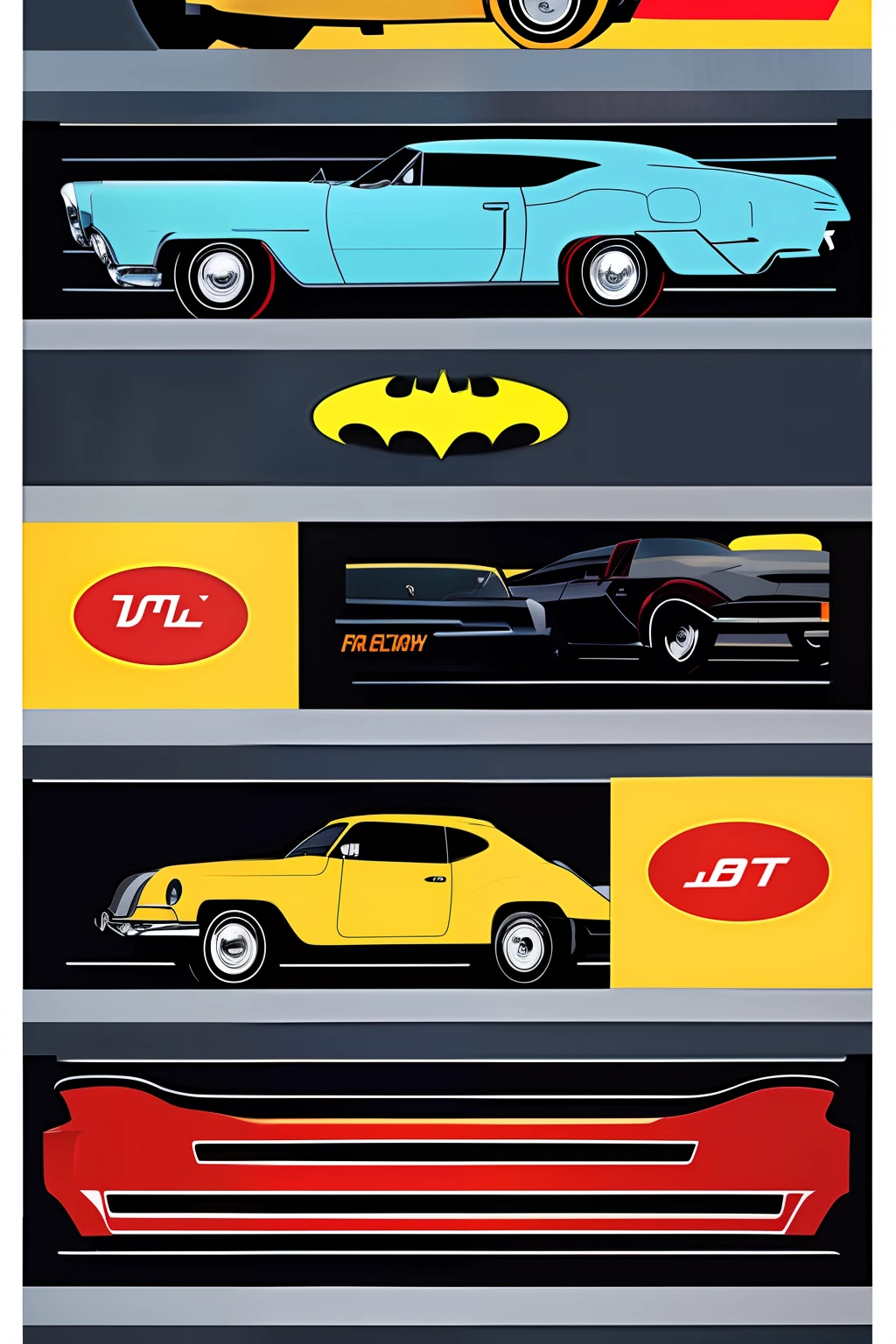 Batman car sampler chart --ar 5:1