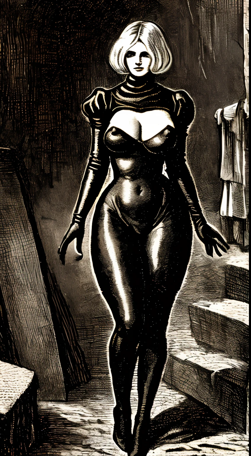 realista (Illustration of a book:1.1) de (o inferno:1.3) , intricate composition, detalhado, epic stark lighting, Estilo Gustavedore, uma mulher semelhante a 2B nier Automata (sozinho) com seios extremamente grandes, ela tem um estilo de prostituta, 15th-century blonde, com roupas pretas que cobrem todo o corpo, Clothes are tight, especially the pants that highlight your curves, semelhante a 2B nier Automata, ela tem uma espada, In the background, there is a cold, local de congelamento , perfect fingers, melhor qualidade, Ultra HD | | | | | | | | | |
