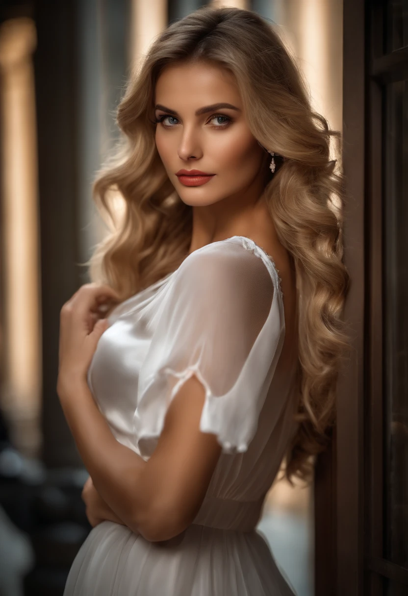 (best quality, realistic rendering, ultra-detailed, highres, masterpiece:1.2), sensual pose, beautiful detailed body, seductive eyes and lips, golden hair flowing, vibrant colors, soft lighting, artistic nude, erotic female figure, blonde woman, (sensual, alluring) expression, (graceful, elegant), (feminine, graceful), (attractive, captivating), (confident, alluring), (youthful, radiant) appearance, (breathtaking, enchanting), perfect skin, (subtle, gentle) curves, (delicate, slender) fingers, (stylish, elegant) background, (adorned, decorated) with flowers, (delicate, flowing) drapes, (subtle, romantic), ethereal ambiance, (dreamy, magical) atmosphere, (harmonious, graceful) composition, (captivating, mesmerizing) beauty, (soft, subtle) shadows, (subtle, soft) highlights.