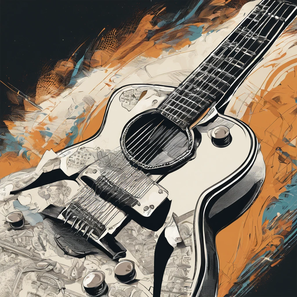 esqueleto tocando guitarra em uma capa de jornal