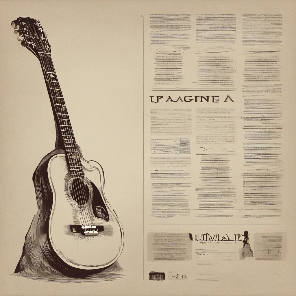 imagine uma capa de jornal com titulo, sub titulo, information, um esqueleto tocando guitarra, esqueleto tocando guitarra