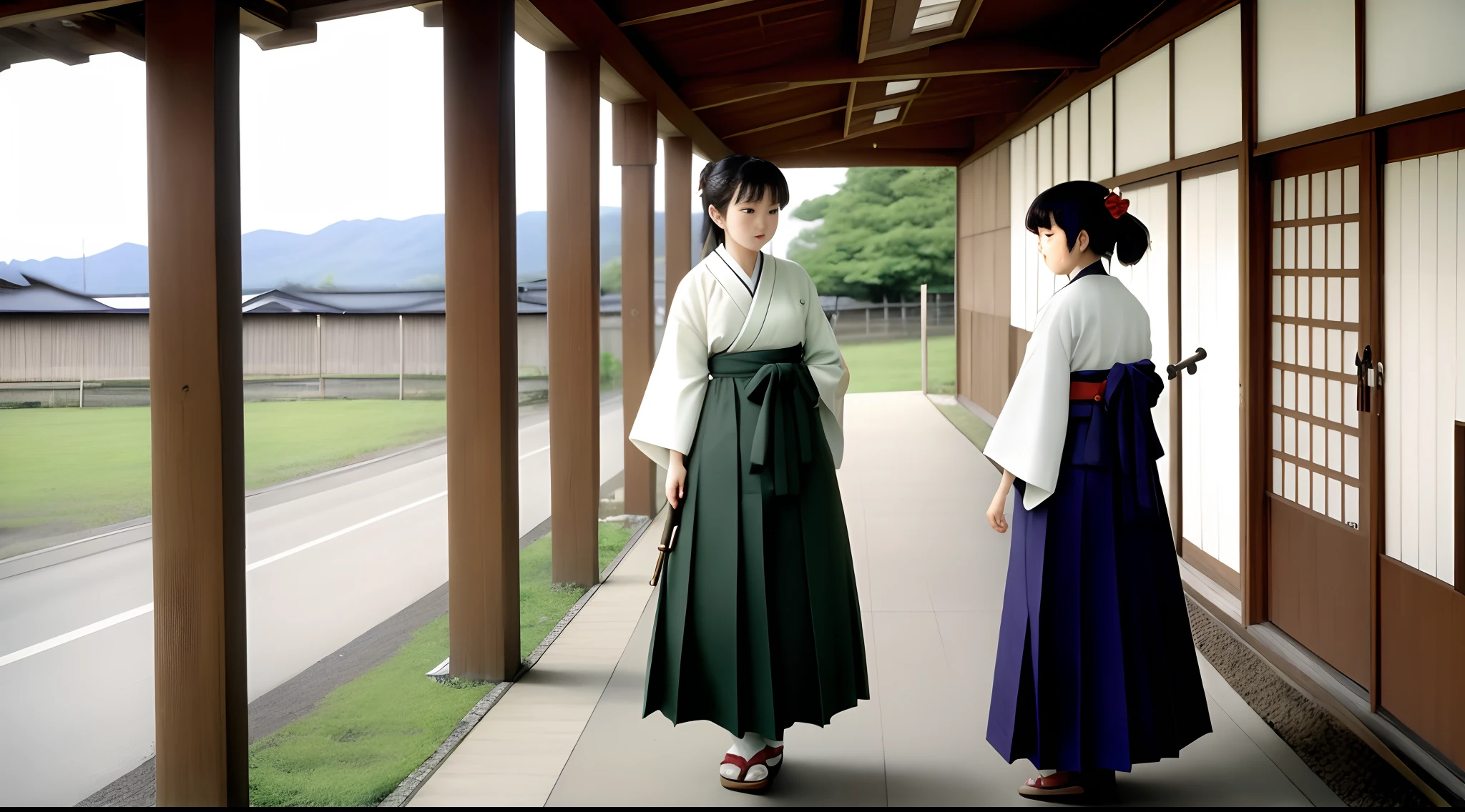 1977 long hakama girl dressed with a boken on aomori