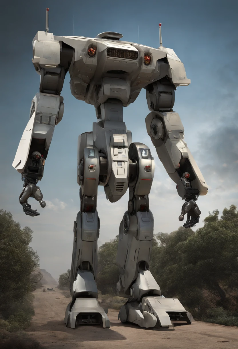 giant robot, Futuristic Design, alta tecnologia, foot propulsion, Android head at air base, cercado por militares, detalhes intrincados, High definition, 16k, detalhes altamente definidos, 16k, inspirado em Youssef Howayek altamente detalhado, hyper realistic, Perfect artwork, master part, best quality, Altas, layered lighting,