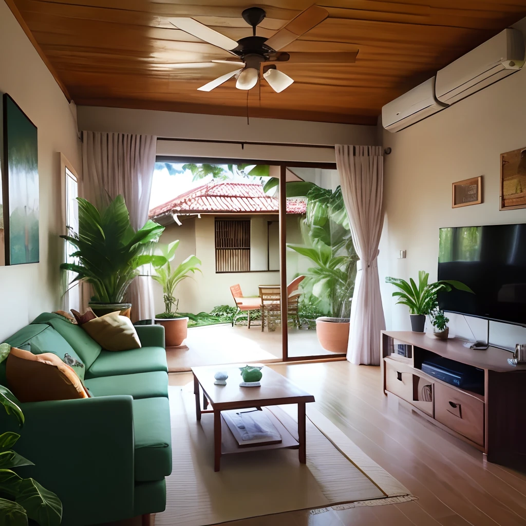 Tropical living room natural air inside the city