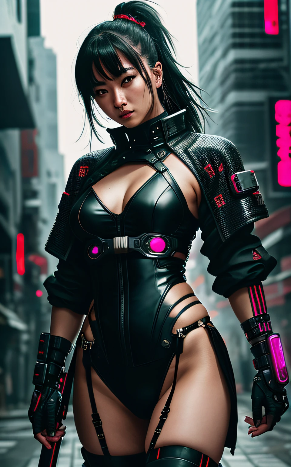 uma mulher cyberpunk, Samurai, EOS R5 camera with RF 24-105mm f/4 L e USM slow
