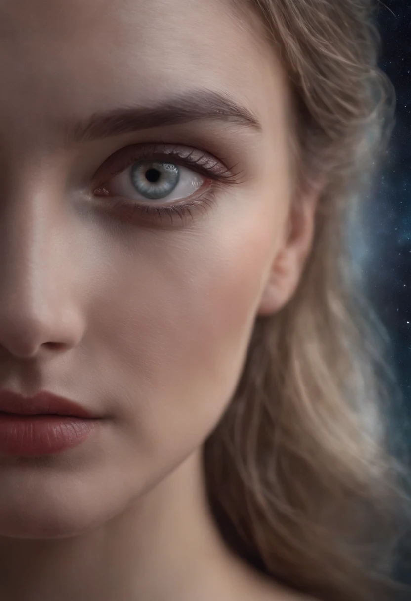 sadness in the eyeball crying in the colors of the universe, in the savior style there, 4k, UHD, realistic graphics, Photorealism 8k.