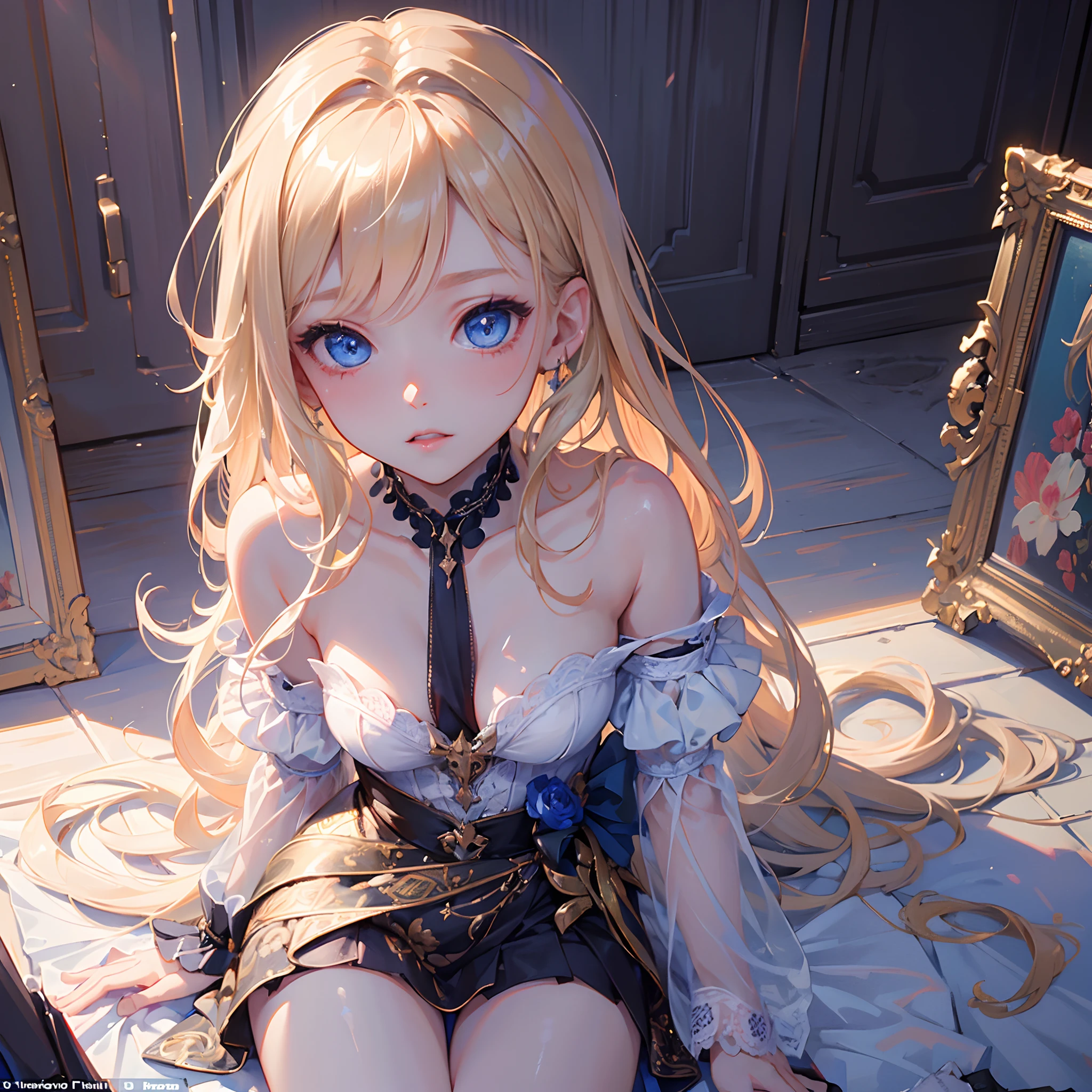 (((SFW))),(((Petite girl with blonde twin tails))),((Blue Off Shoulder Pirate Style Dress)),1 girl,(masutepiece), (Best Quality), (Best Detail),, (((Pirate Hat))), Very detailed face, , Daytime , shading ,(((Haihara))),((Sitting in the captain's seat))),(((Angle from the front))),,,(((cross one's legs))),(((Large pillow))),(()),(((with spreading legs))),(((pouty))),Cutlass