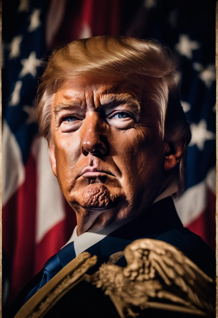 Portrait of Donald Trump" never surrender" flag