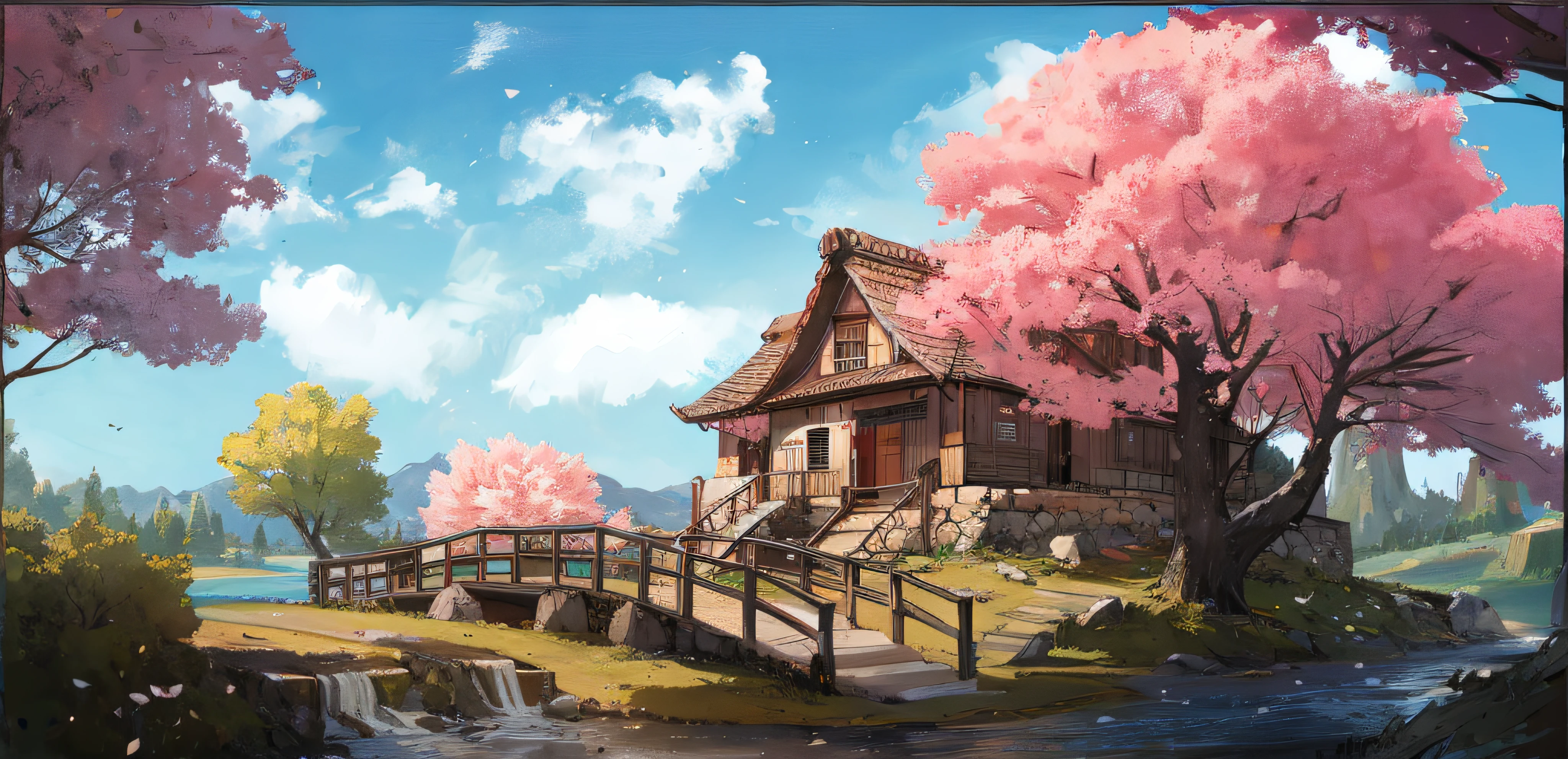 crie uma paisagem parecida com essa da imagem.