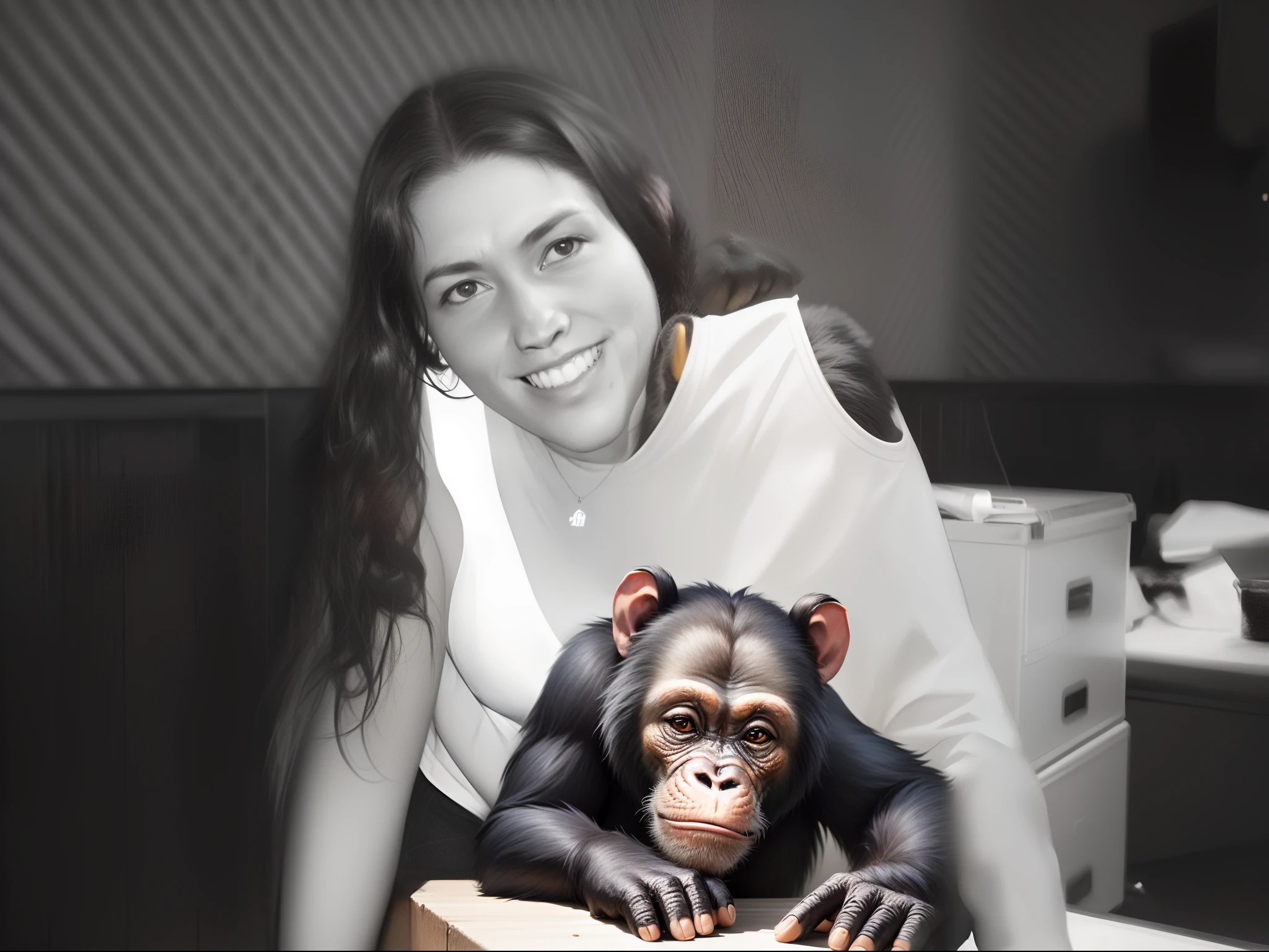 Put in place an ultra-realistic chimpanzee cub