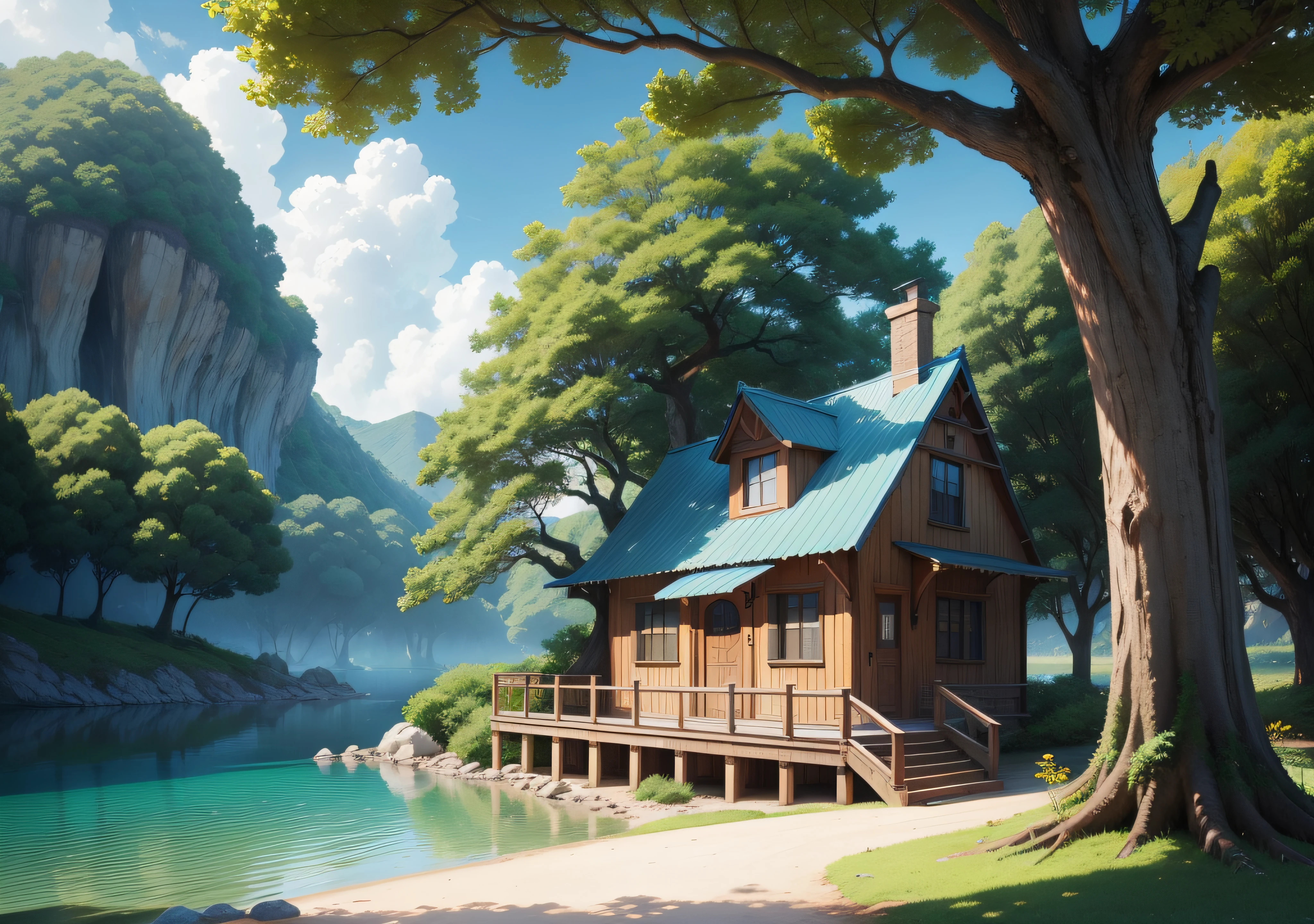 There is a small house on a small island, arvore cheio de flores, arvore com muitas flores rosas, arvore com flores, arte de fundo do anime, paisagem campestre anime, beautiful anime scenery, Paisagem do anime, Fundo do anime, papel de parede de paisagem anime, anime scenery, anime scenery concept art, anime bela cena de paz, Anime Art Wallpaper 8K, anime natureza wallpaper, bela cena de anime, Anime Art Wallpaper 4K, Anime Art Wallpaper 4K