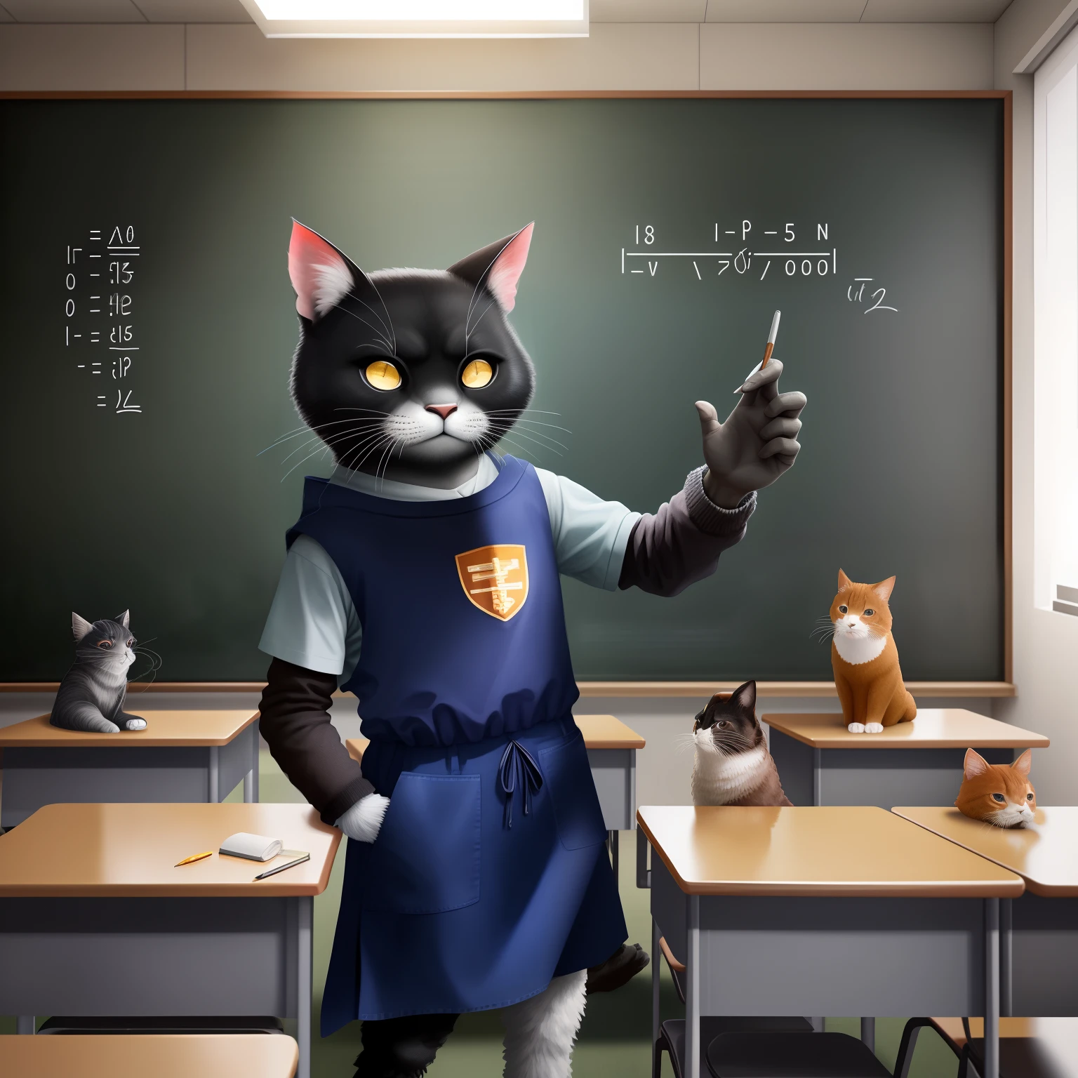 Write math formulas on the blackboard。