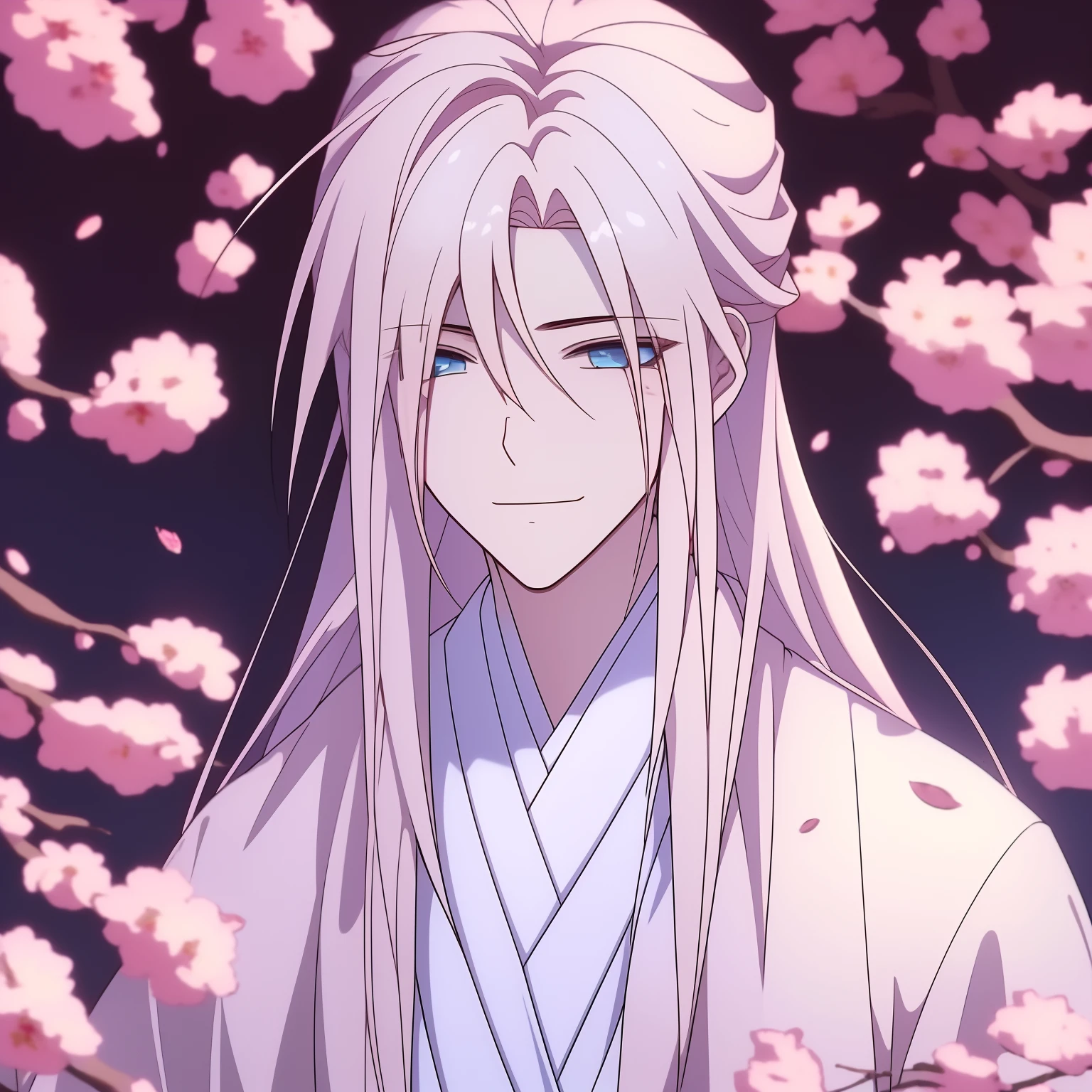 (best quality,4k,8k,highres,masterpiece:1.2),ultra-detailed,(realistic,photorealistic,photo-realistic:1.37),Boy,anime,pink clothes,black hair,cute,blue eyes,cherry blossom,flowers,messy bangs,gentle,warm sunlight,calming background,cute,smile