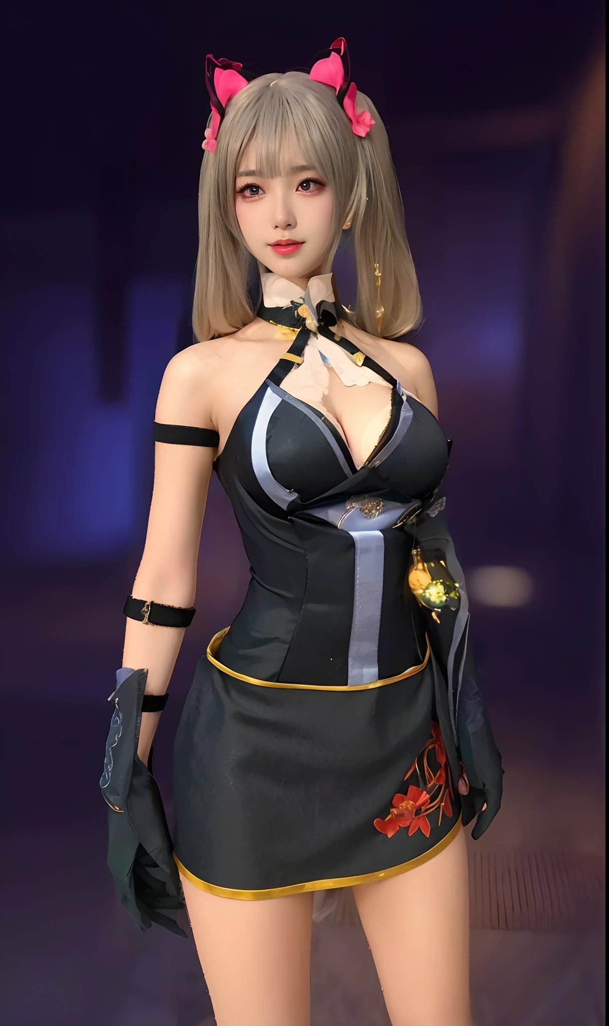 (ulzzang-6500-v1.1:0.8),(raw photo:1.2),((photorealistic:1.4)),(upper body),best quality ,masterpiece, an extremely delicate and beautiful, extremely detailed ,CG ,unity ,8k wallpaper, Amazing, finely detail, masterpiece,best quality,official art,extremely detailed CG unity 8k wallpaper,absurdres, incredibly absurdres, huge filesize, ultra-detailed, highres, extremely detailed,beautiful detailed girl, extremely detailed eyes and face, beautiful detailed eyes,light on face,cinematic lighting,1girl,looking at viewer,east asian architecture,(blurry background:1.2),cherry blossoms, lantern light, depth of field,