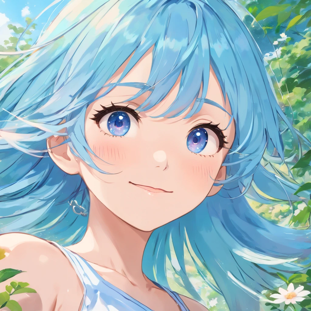 (best quality),(masterpiece:1.2), (colorful:0.9), (ink splashing),(color splashing),((watercolor)), clear sharp focus, model shot,, (portrait goddess of spring:1.5), cute expression,elegant blue colored hair, beautyfull detailed face and eyes, elegant goddess clothing, spring forest background,, colorwater