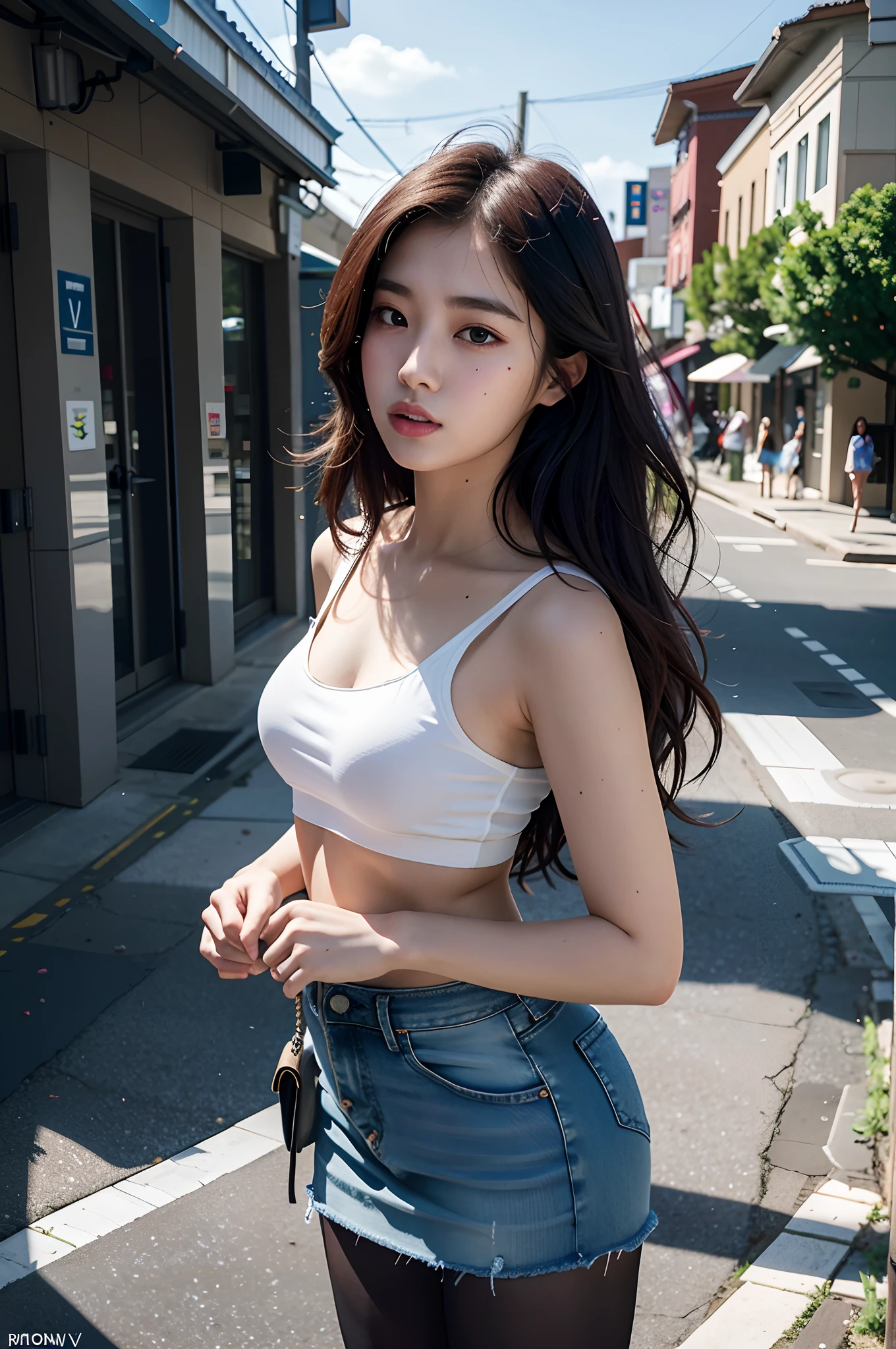 araffe asian woman in a white top and blue denim skirt, gorgeous young korean woman, beautiful south korean woman, photo of slim girl model, korean women's fashion model, beautiful young korean woman, korean girl, 2 4 year old female model, beautiful asian girl, photo of slim girl, korean woman, jinyoung shin, beautiful girl model, beautiful model girl