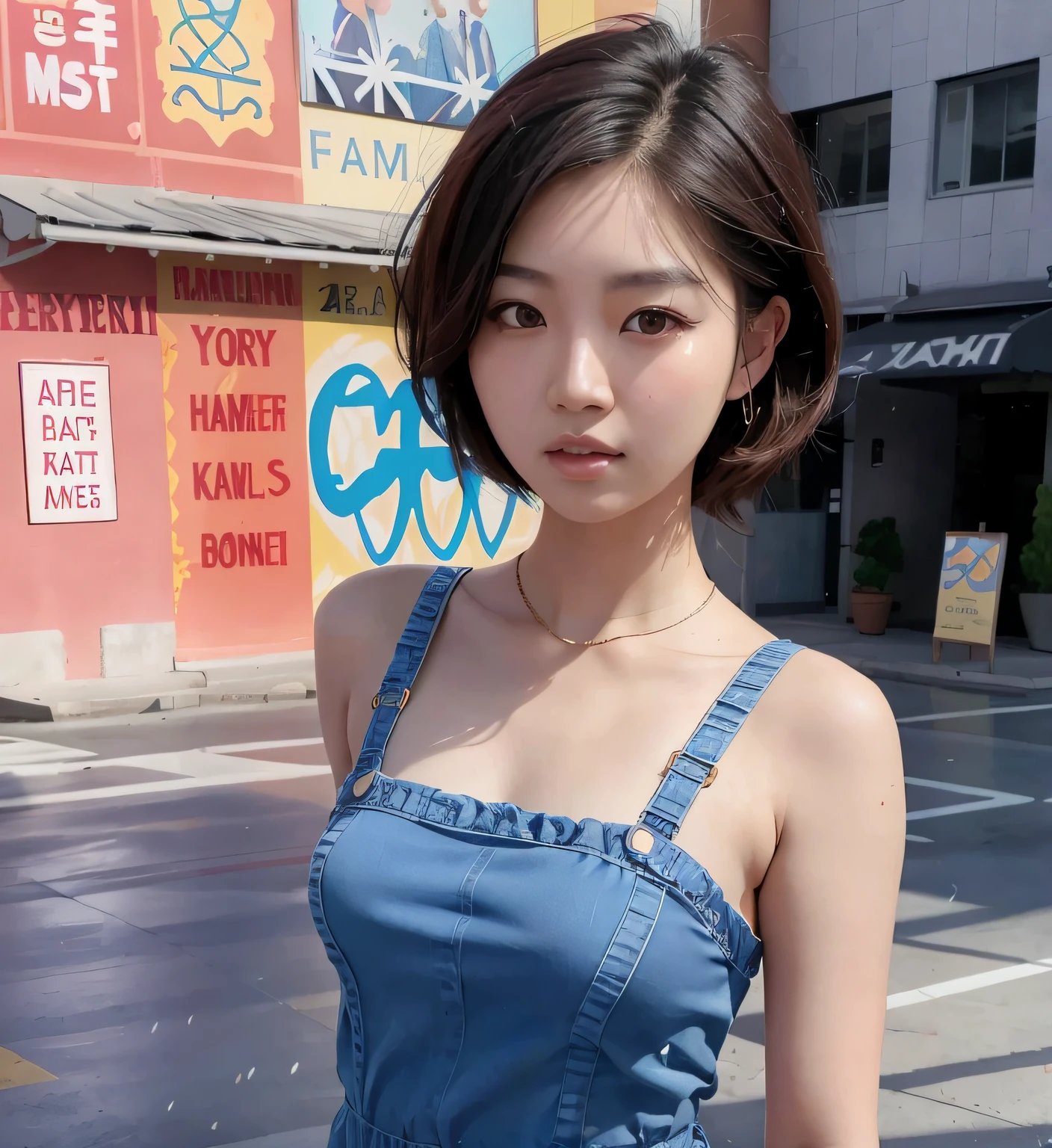 Asian woman araffed in a blue dress standing on a city street, Hermosa joven coreana, Hermosa joven coreana, Hermosa mujer surcoreana, Chica coreana, Joven y adorable rostro coreano, con el pelo corto, Modelo de moda femenina coreana, young cute wan asian face, Wan adorable cara coreana, Jaeyeon Nam, Heonhwa Choe, portrait of female Korean idol