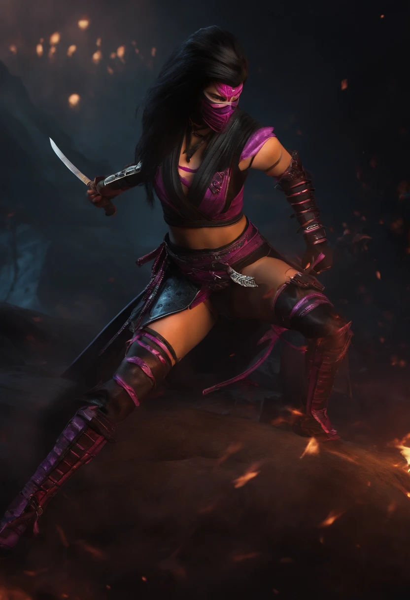 mortal kombat mileena, samurai,  punk, brutal