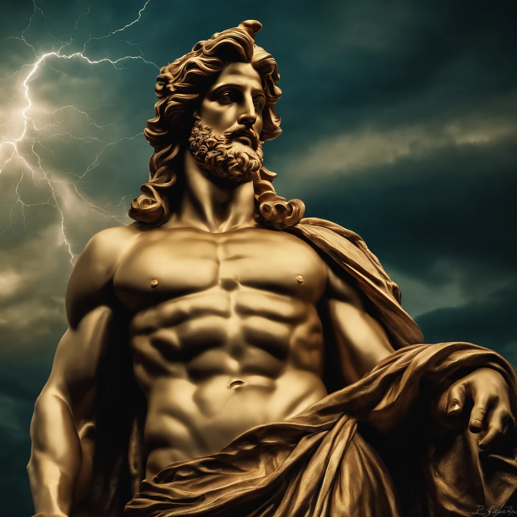 An image of the Roman god Jupiter, God of Jupiter posing, The Roman god Jupiter, cetro, aquila, lightning.