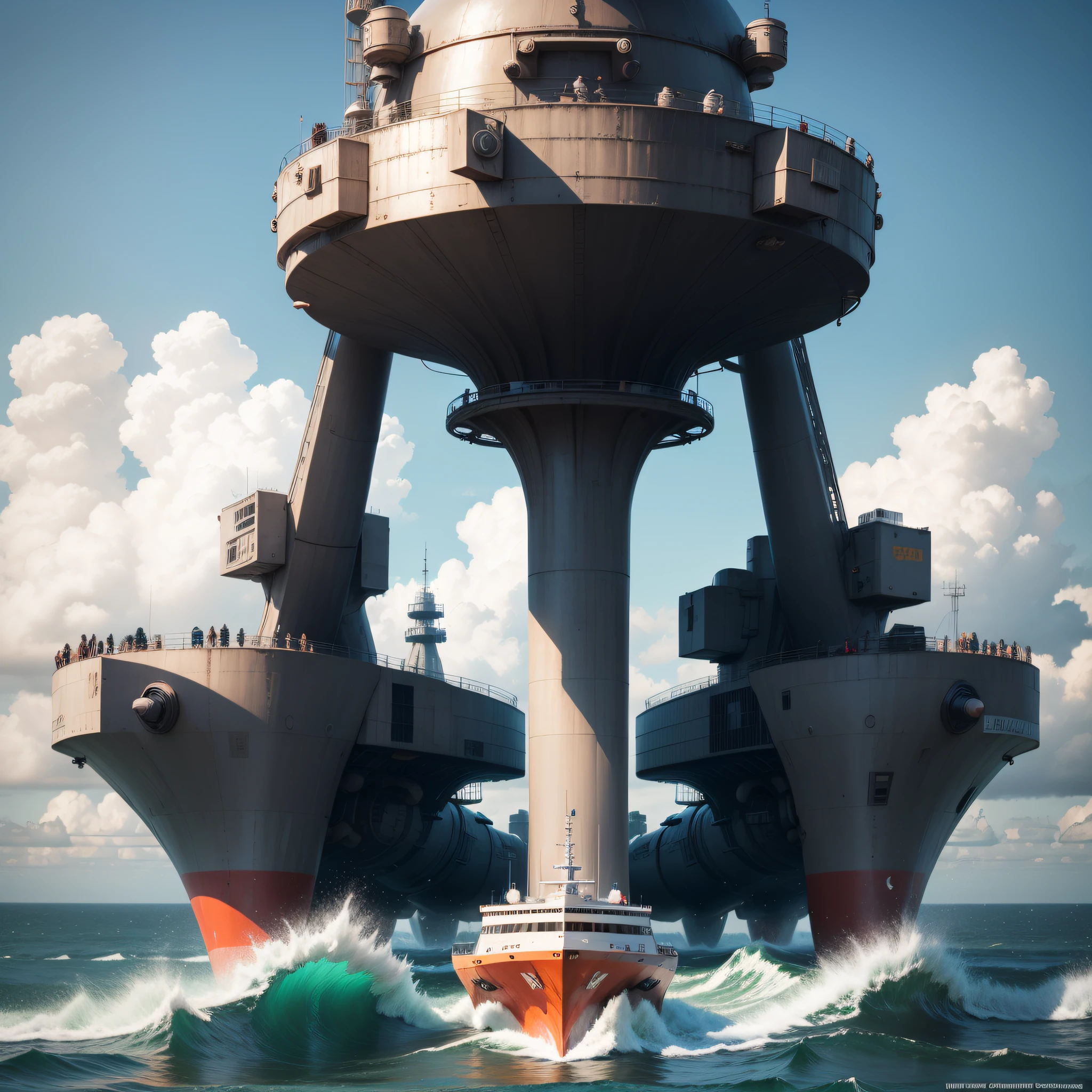 (espacial, nave espacial aparecia, de um tanque de guerra. with multiple cargo bays) (Behind thrusters with blue flame) (futurista) 4k. on one side a cannon on the other side another cannon
