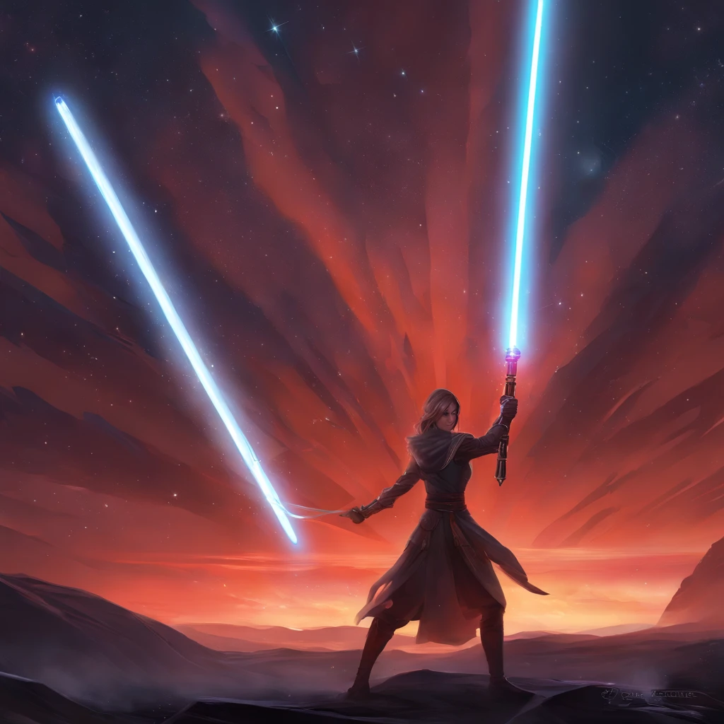 Mulher em um manto segurando um sabre de luz em um quarto escuro, segurando sabre de luz 4 k, Jedi Feminino, rei, Jedi com sabre de luz, com espada de sabre de luz, Personagem de Star Wars, sem sabre de luz, segurando um sabre de luz, com sabre de luz, Papel de parede Cal Kestis LightSaber, Papel de parede com sabre de luz 4K, segurando um sabre de luz vermelho