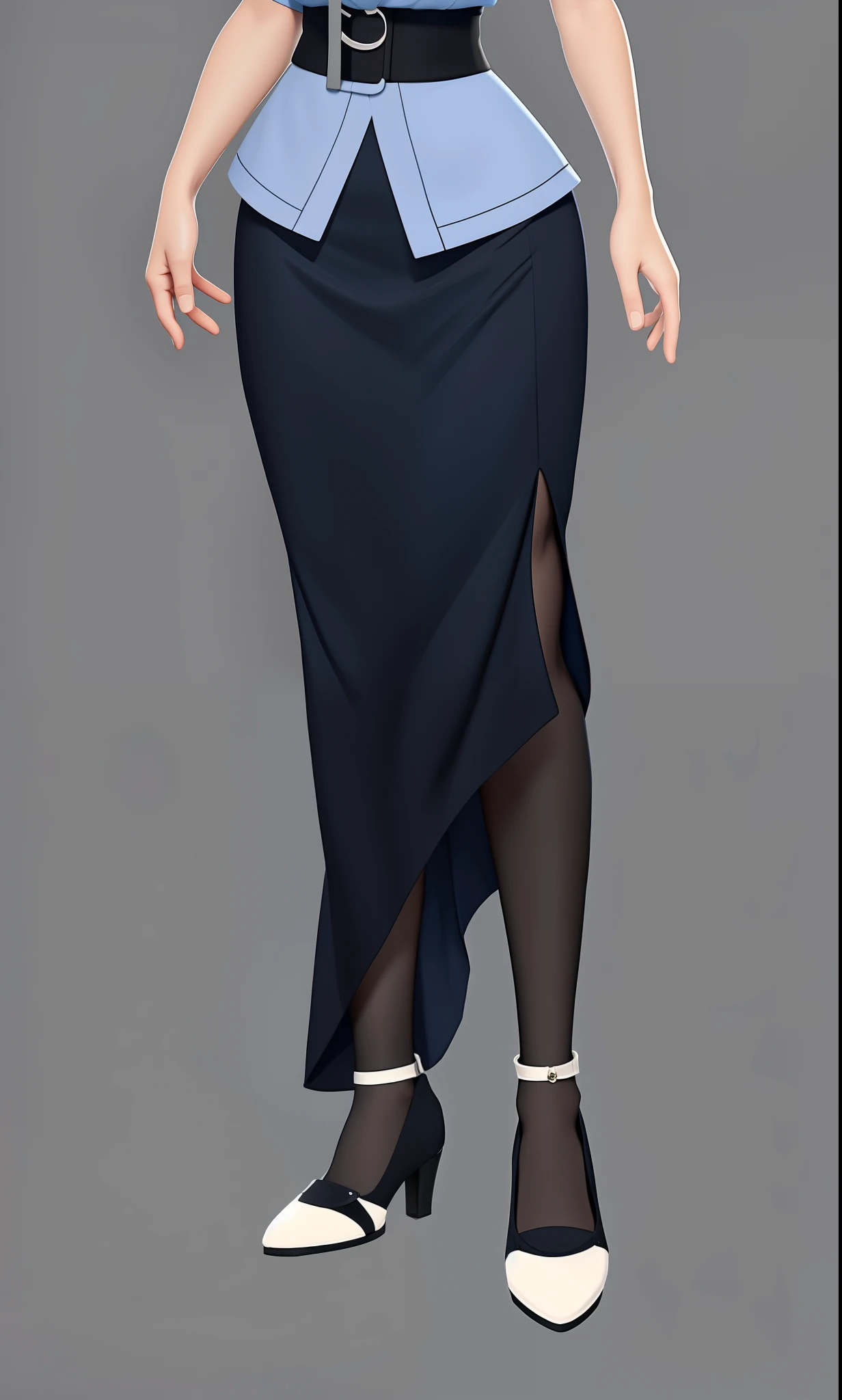 a woman in a blue dress is posing for a picture, flowing realistic fabric, modeled in poser, cloth simulation, the dress\'s lower, long elegant tail behind, flowing blue skirt, a blue skirt, clothes high detail, standing elegant pose, realistically rendered clothing, realistic clothing, with fluent cloths, detailed image, marvelous designer, blue skintight closed longcoat