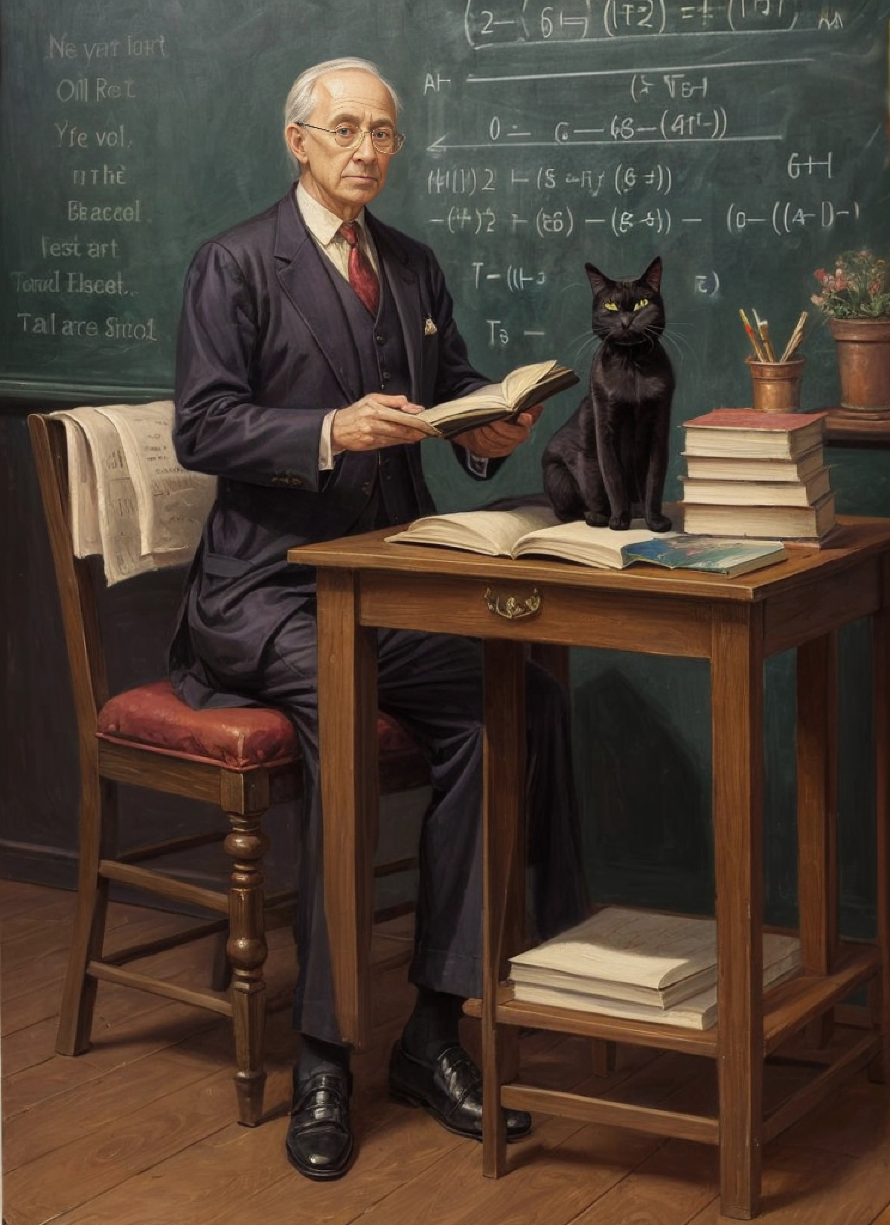 complex equations on the blackboard