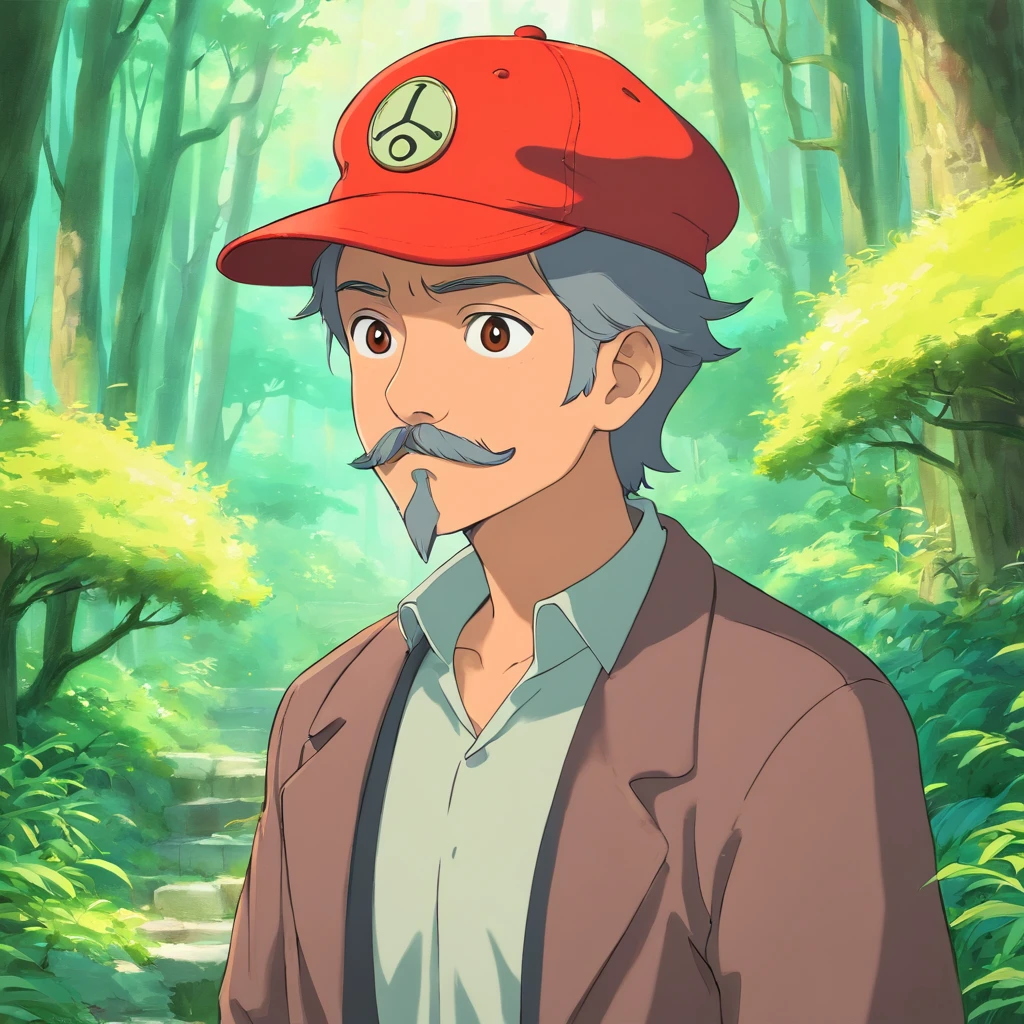 hombre mayor, gorra, cazador, bigote, bosque