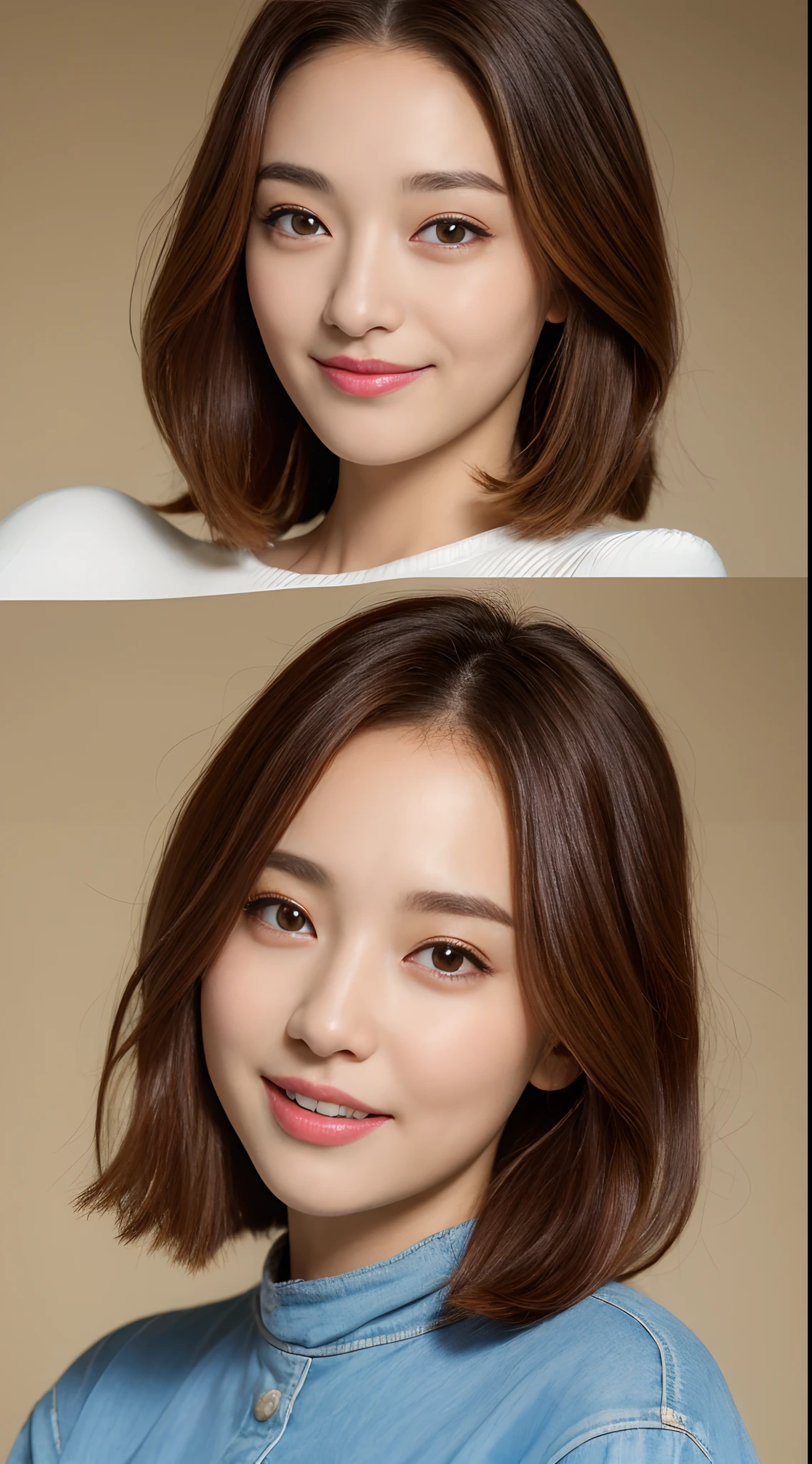 ((top-quality、8K、masterpiece:1.3))、1girl in、Slim beautiful woman:1.3、(Casual Hairstyles、huge tit:1.2)、Casual clothing:1.2、interiors、Super Detail Face、Delicat eyes、二重まぶた、kindly smile、