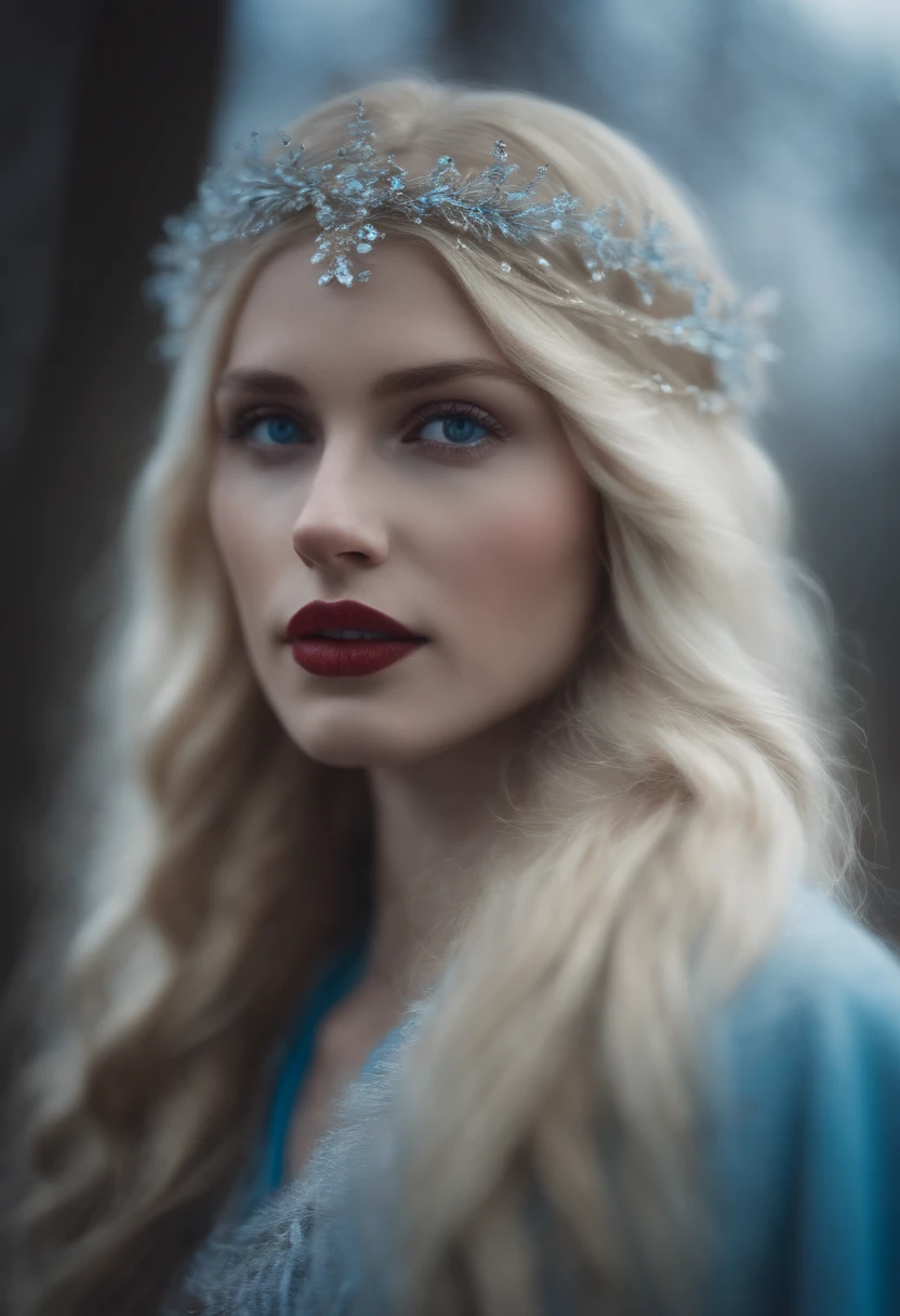 She had long blonde hair and skin as pale as the snow. Her lashes were long and white, while her eyes were a crystal blue. Her lips were full and red as blood. She had an angelic look. A Guardian.