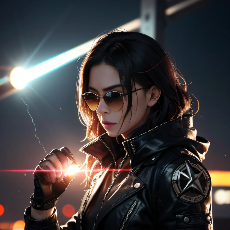 good vs evil,Two sides of the seemingly opposite,But in Negan, There are two sides to the same body。 Face the enemy,Women are cruel,No mercy。 Face people who want to protect,This woman is also gentle and loving。(Female soldier head)Tattooed with,Smoke billowed out,thin fog,Moonsnow((An extremely delicate and beautiful woman),((1 Rock Girl)),((Lightning in the hands of a woman)),Lightning surrounds the rock girl,((lightning chain))outside,parks,unreal-engine:1.4,hyper HD,Best quality:1.4, Fotorrealista:1.4, Skin texture:1.4, tmasterpiece:1.8,Pose behind beauty,(Original sunglasses for women),Burpunk,Mechanic,eye disease,Orange metal surface,digital displays,Advanced technology,Futuristic,red neon light,electromagnetic field,sharp-edged,aerodynamic design,Digital bio,Bio mech,mystical ambiance,Glass visor,heightened senses,Energetic posture,Invisible circuits,holographic projections,Colored cable,Female cyborg leopard,(Special stations:1.4), boxing gloves,(best qualtiy,32K,Masterpiece)At the time of debut,Only heard, unseen。 That whistle echoed for a long time,It's like a prelude to impending death。 The image of the great evil man penetrates into the hearts of the people in advance,Become everyone's nightmare。 Wait until it appears,Wearing leather,Plus a baseball bat covered with wire,Full of oppression,He also carefully hides the kindness of women, Because goodwill can become a weakness for survival,Hiding goodness is the way to survive in troubled times。 Zombies are not scary,Humans are terrible。 The woman succeeded,Women are destined to protect themselves,It is also to protect women, good vs evil,Two sides of the seemingly opposite,But in Negan, There are two sides to the same body。 Face the enemy,Women are cruel,No mercy。 Face people who want to protect,This woman is also gentle and loving。(Female soldier head)Tattooed with,Smoke billowed out,thin fog,Moonsnow((An extremely delicate and beautiful woman),((1 Rock Girl)),((Lightning in the hands of a woman)),Letney