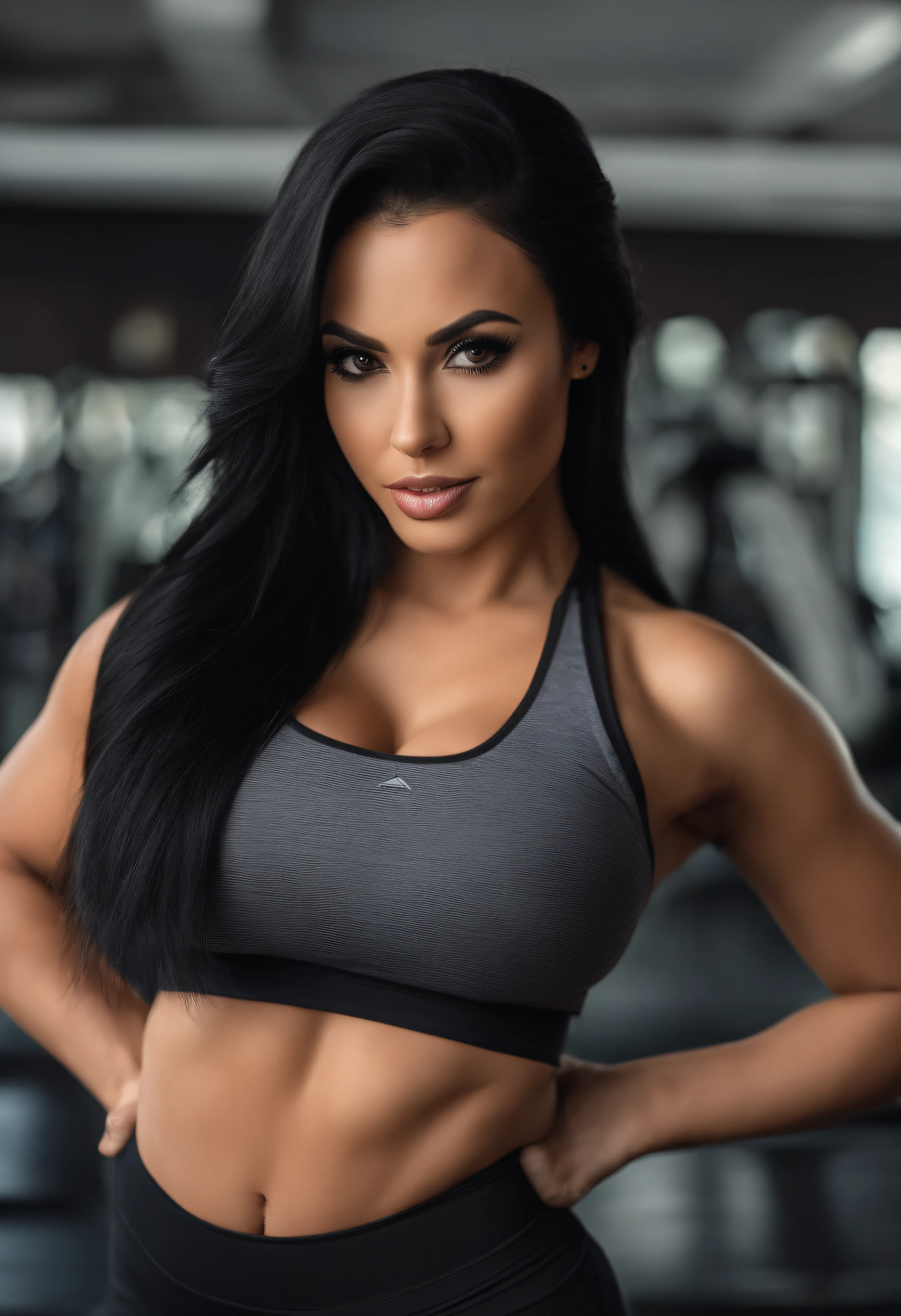 gym, traning, Hot, Sweating, full of sweat, asa, huge tit, skin tanned, flustered, blush, Black clothes, see thru, yoga pant, Black hair, Skirt, School uniform