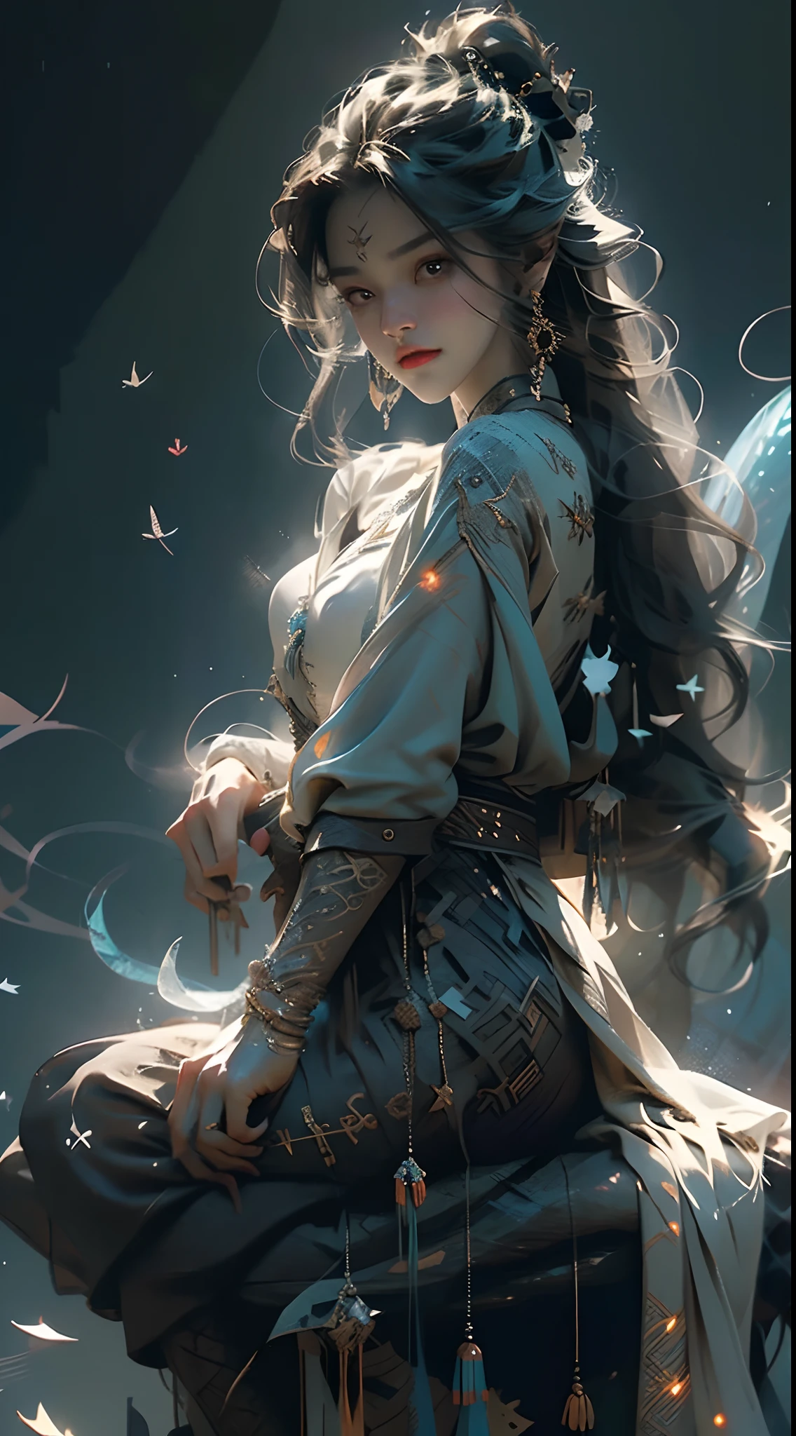 ((Best quality)), ((masterpiece)), (detailed:1.4), 3D, an image of a character from a Chinese donghua, holding a Chinese long sword, makeup, extremely beautiful, shiny sparkling eyes, glowing eyes, water splashes, sparkles, ethereal ,HDR (High Dynamic Range),Ray Tracing,NVIDIA RTX,Super-Resolution,Unreal 5,Subsurface scattering,PBR Texturing,Post-processing,Anisotropic Filtering,Depth-of-field,Maximum clarity and sharpness,Multi-layered textures,Albedo and Specular maps,Surface shading,Accurate simulation of light-material interaction,Perfect proportions,Octane Render,Two-tone lighting,Wide aperture, zoomed out, full body, neon glow affects, bioluminescent ,Low ISO,White balance,Rule of thirds,8K RAW,