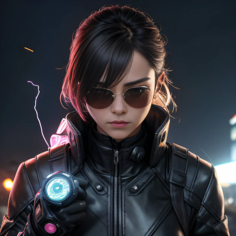 Backstreets,Face people who want to protect,This woman is also gentle and loving。(Female soldier head)Tattooed with,Smoke billowed out,thin fog,Moonsnow((An extremely delicate and beautiful woman),((1 Rock Girl)),((Lightning in the hands of a woman)),Lightning surrounds the rock girl,((lightning chain))outside,parks,unreal-engine:1.4,hyper HD,Best quality:1.4, Fotorrealista:1.4, Skin texture:1.4, tmasterpiece:1.8,Pose behind beauty,(Original sunglasses for women),Burpunk,Mechanic,eye disease,Orange metal surface,digital displays,Advanced technology,Futuristic,red neon light,electromagnetic field,sharp-edged,aerodynamic design,Digital bio,Bio mech,mystical ambiance,Glass visor,heightened senses,Energetic posture,Invisible circuits,holographic projections,Colored cable,Female cyborg leopard,(Special stations:1.4), boxing gloves,(best qualtiy,32K,Masterpiece)At the time of debut,Only heard, unseen。 That whistle echoed for a long time,It's like a prelude to impending death。 The image of the great evil man penetrates into the hearts of the people in advance,Become everyone's nightmare。 Wait until it appears,Wearing leather,Plus a baseball bat covered with wire,Full of oppression,He also carefully hides the kindness of women, Because goodwill can become a weakness for survival,Hiding goodness is the way to survive in troubled times。 Zombies are not scary,Humans are terrible。 The woman succeeded,Women are destined to protect themselves,It is also to protect women, good vs evil,Two sides of the seemingly opposite,But in Negan, There are two sides to the same body。 Face the enemy,Women are cruel,No mercy。 Face people who want to protect,This woman is also gentle and loving。(Female soldier head)Tattooed with,Smoke billowed out,thin fog,Moonsnow((An extremely delicate and beautiful woman),((1 Rock Girl)),((Lightning in the hands of a woman)),Letney