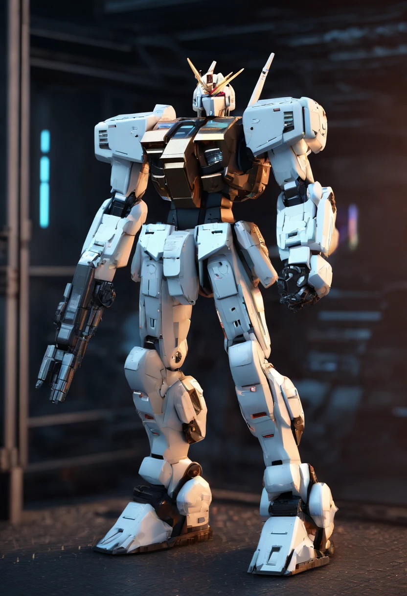 Gundam Mech , Science fiction, Front view, Sense of technology, C4D, OC Renderer, Unreal Engine, high detailing, industrial design, 8K HD, studio lights, Retro