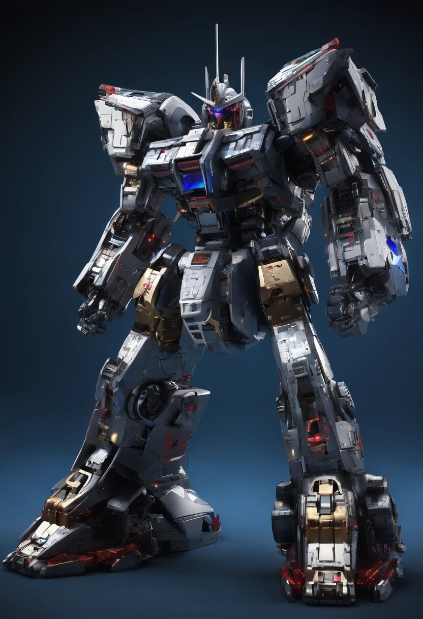 Gundam Mech , Science fiction, Front view, Sense of technology, C4D, OC Renderer, Unreal Engine, high detailing, industrial design, 8K HD, studio lights, Retro
