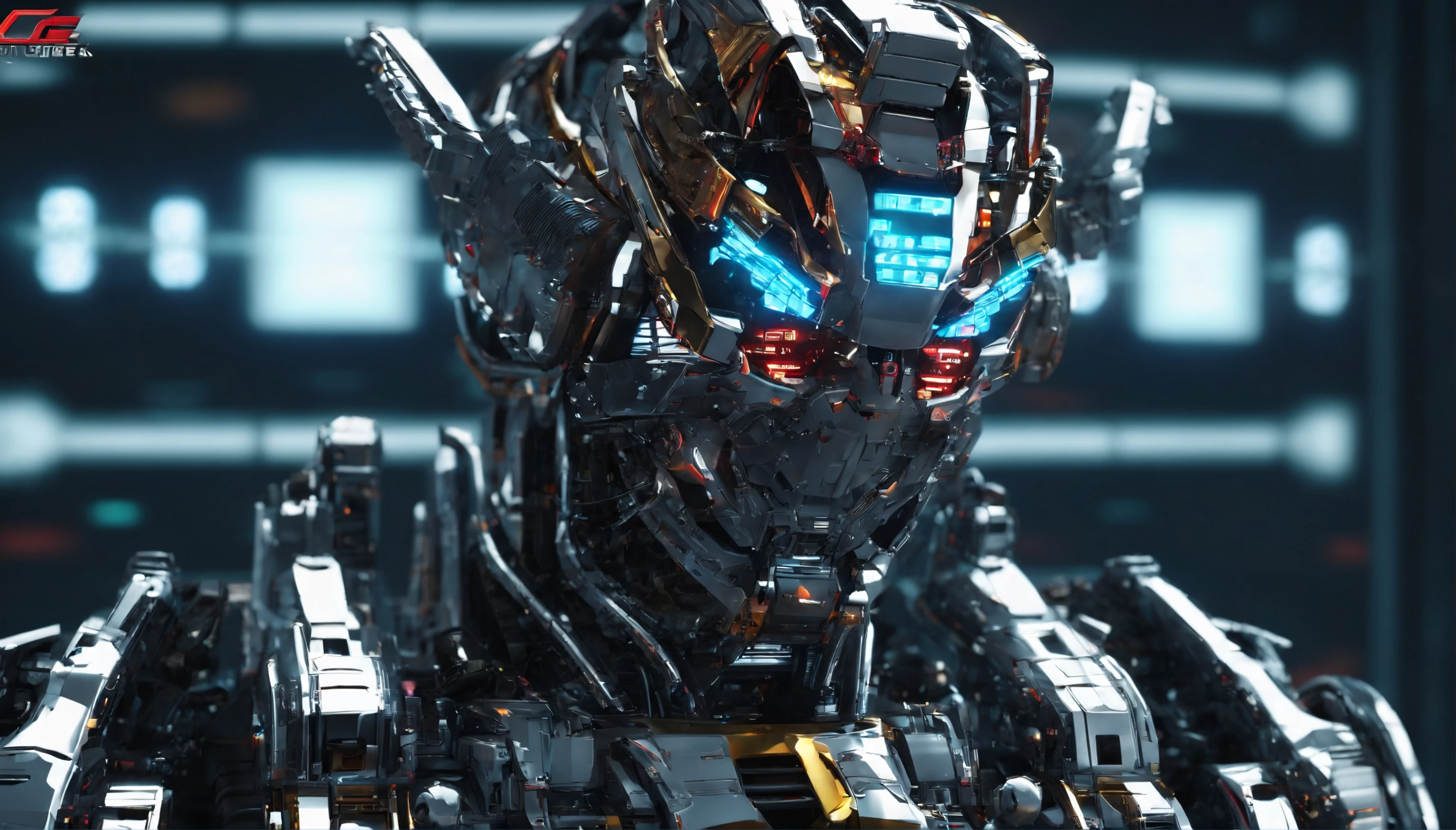 Gundam Mech , Science fiction, Front view, sense of science and technology, C4D, OC renderer, illusory engine, high detal, industrial design, 8K HD, Studio lights, Retro