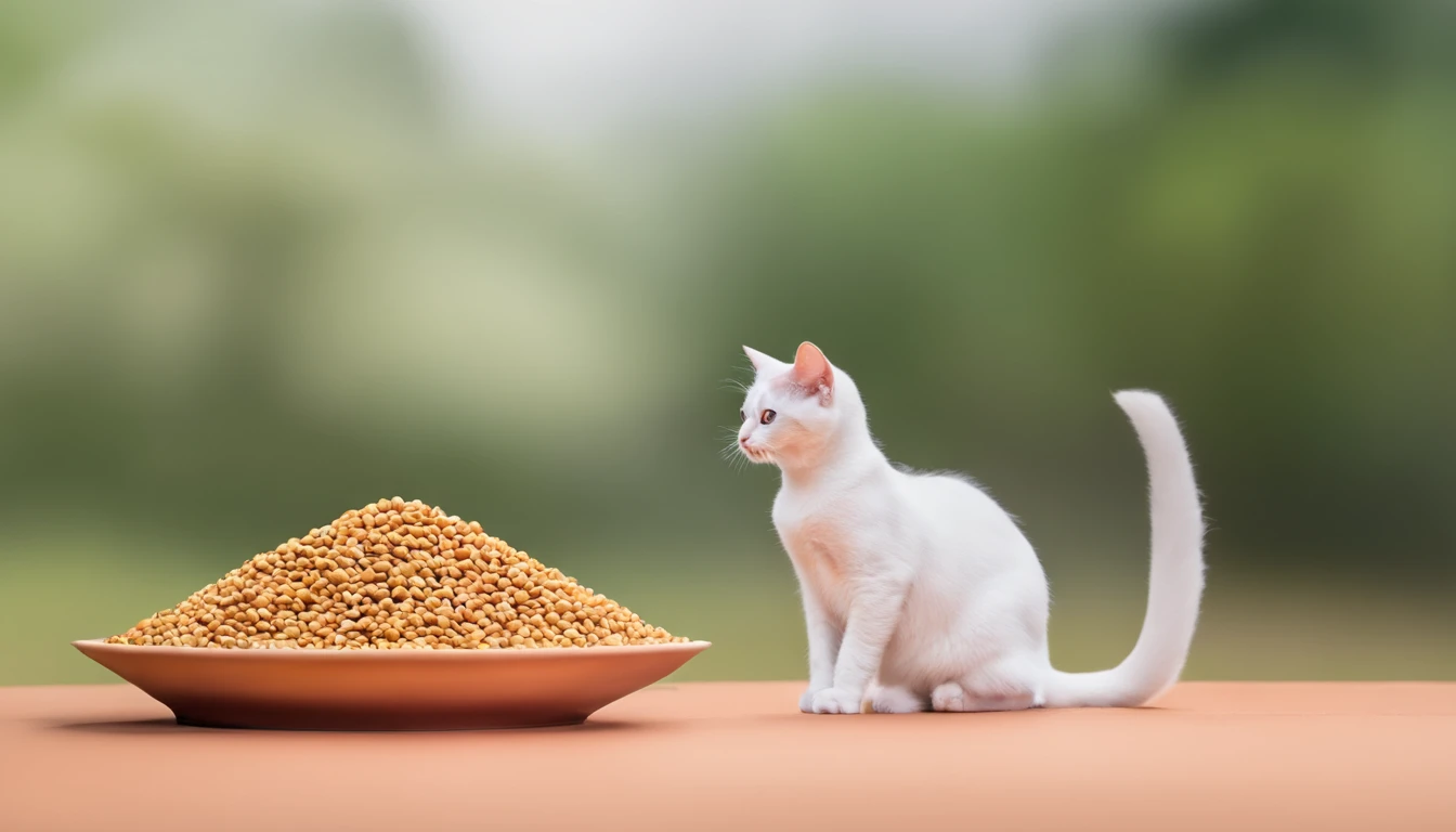 Cats steal cat food，The proportions are moderate, Gradient color, Soft color palette, Hierarchical form, simplebackground, Spatial perspective is correct, large panorama, structurally correct, Depth of field, f/1.8, Best quality