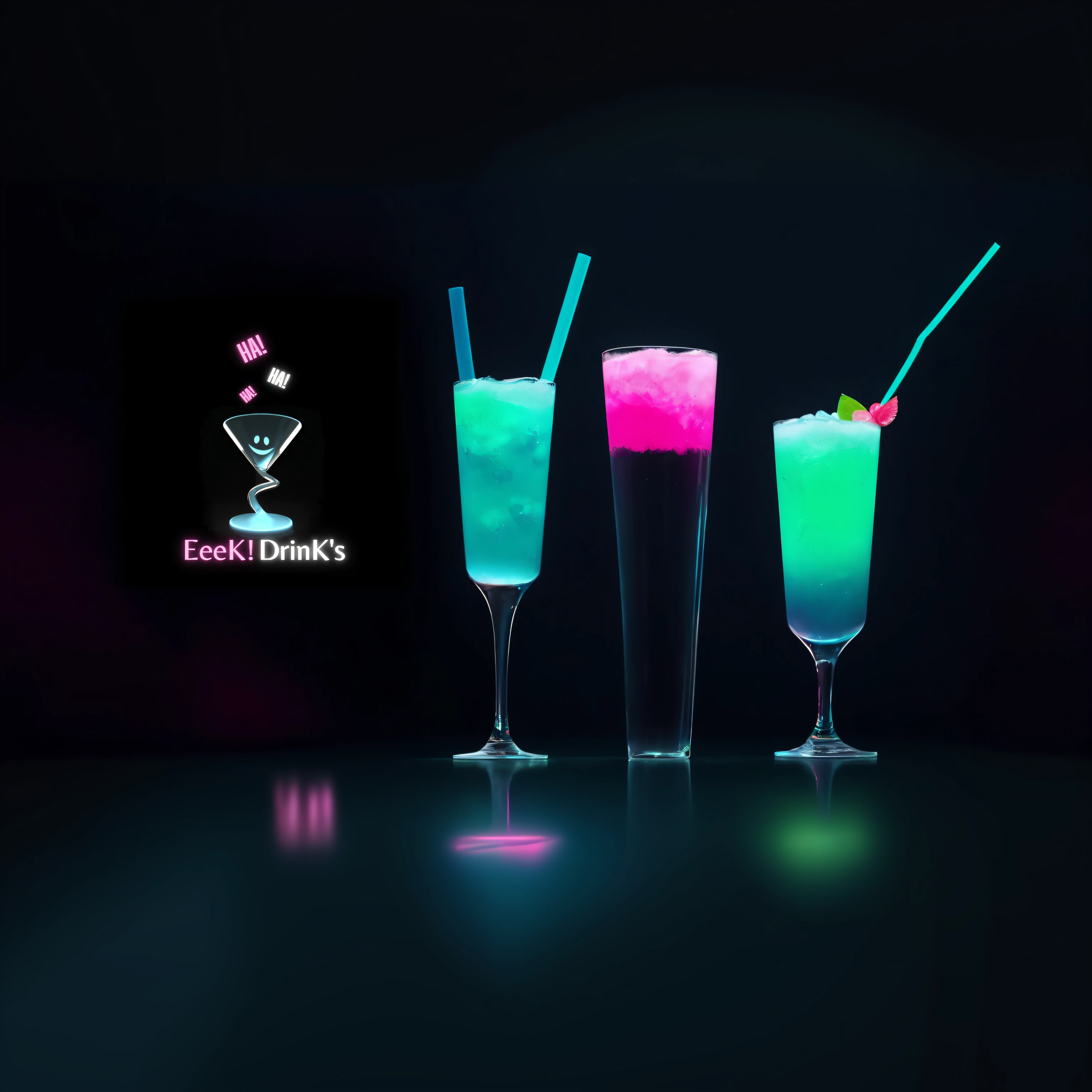 (8k、Fotografia RAW、qualidade superior、obra prima:1.2)、(realisitic、Fotorrealista:1.37)、(ultra-detalhada)、drinks de bebidas nortuna, com tons de leds azuis e rosa, people dancing in a gigantic venue with universe in the background, muito realismo com a natureza iluminado por neon futurista, Com Miami Vice Colors, Neon pink and blue drinks in beautiful night in the galaxy
