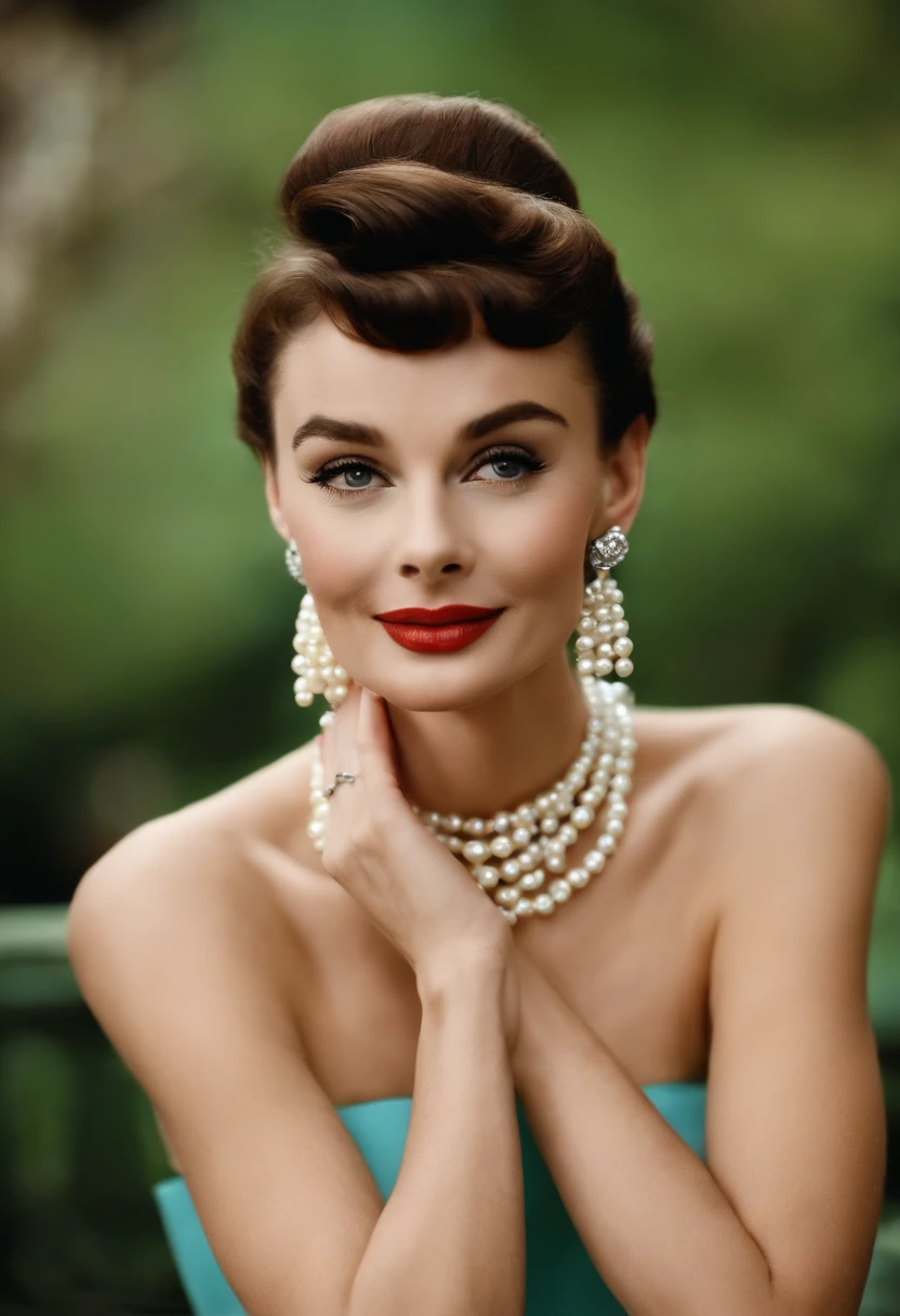 Kizi,Retro,ellegance,pearls necklace,Audrey Hepburn