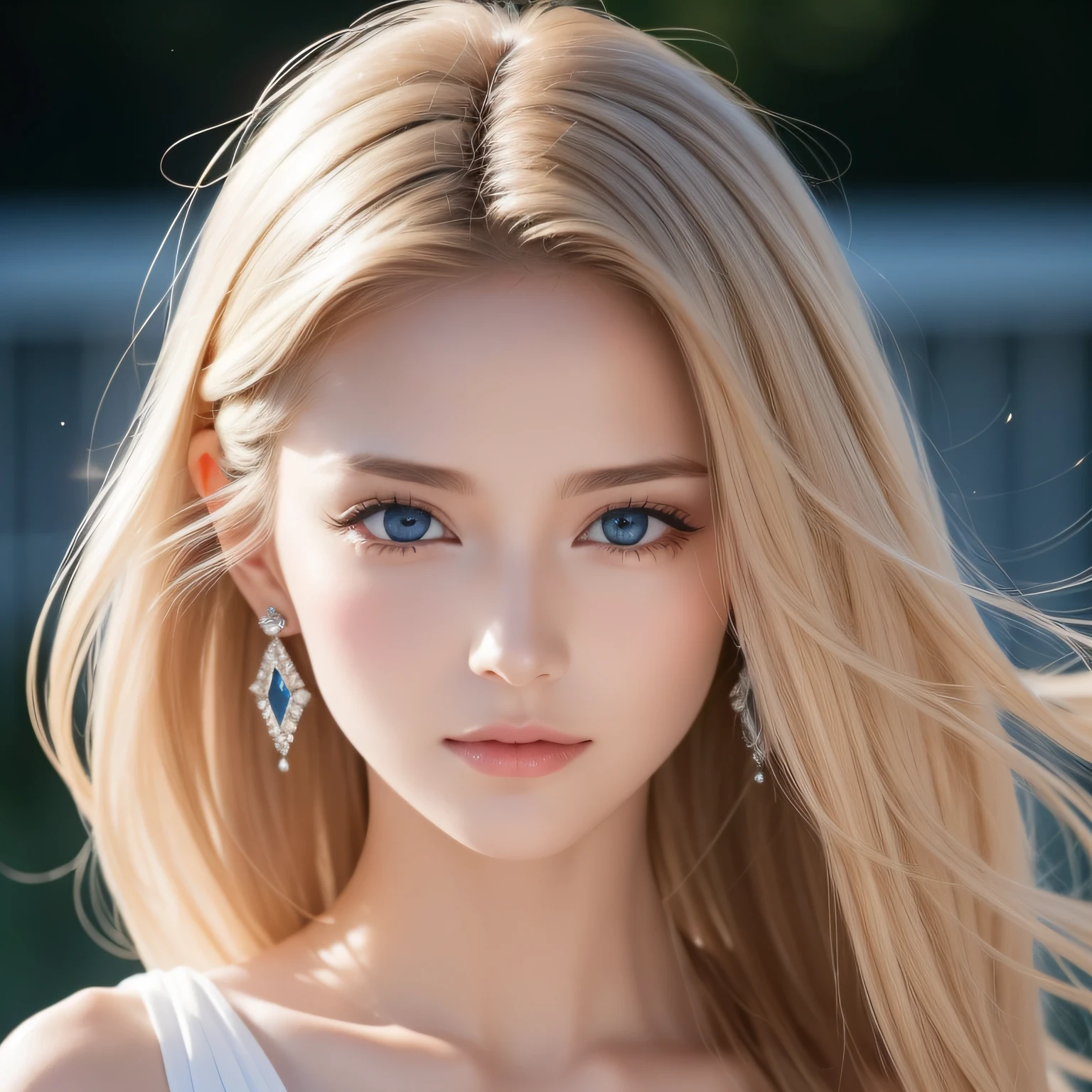 Peau blanche transparente brillante、Wind hair gets in the way of a pretty face、Colossal、20 ans mignon sexy petit beau visage、De beaux cheveux raides qui brillent、grand, Yeux bleu clair brillants、Longue frange soyeuse couvrant les yeux mignons, Sexy visage cachant cheveux super cheveux longs sexy mignon jeune femme long naturel blond brillant cheveux brillants, ((chaude)) ((envie d'avoir du sexe))