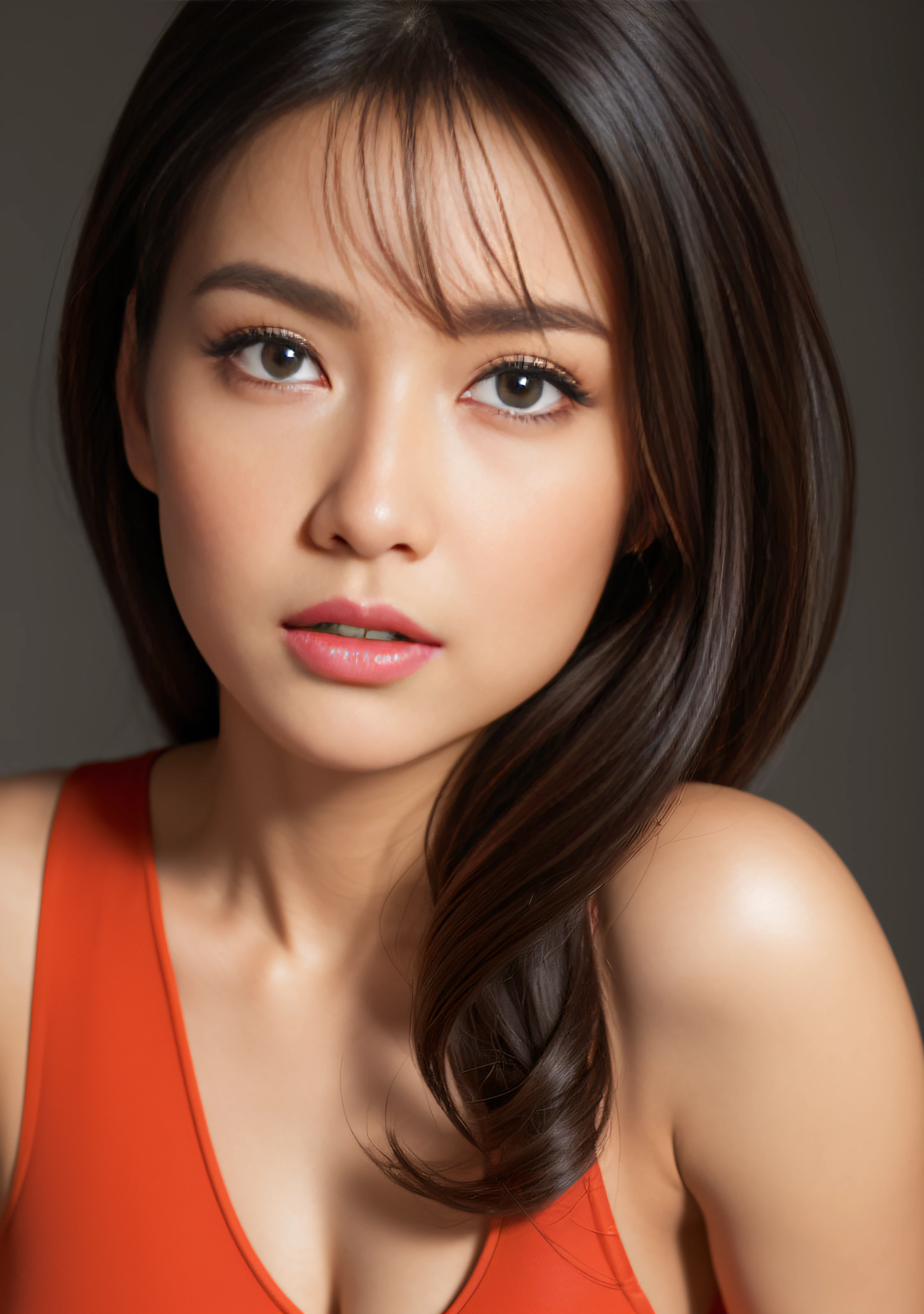 Protruding big,Laugh more, Laugh more,Amazingly beautiful female athletes, (8K、top-quality、masutepiece、超A high resolution:1.2)drooing eyes、Long hairstyle、Little Fat Woman、30-years old、Kamimei、Angle from above、A dark-haired、A little angry face、Autumn landscape、Hair illuminated by the sun、hitornfreckles、tiny chest、Round Ass、Camisole、undergarment、full bodyesbian,(Photorealsitic:1.4),(The ultra -The high-definition),(Ultra-realistic 8kCG),Raw photography, Half body shot, Beautiful shadow gradient, Colossal tits, Perfect Lighting, Beautiful and well-groomed face, beautidful eyes, Detailed lips, Double eyelids, Red Rainbow Matt Latex Rubber　erotick　Hotel　a bed　natta　Matte Gloss　Cyan Green Orange Red Purple Black Magenta Blue Lime Green　Brown Vermillion Rose Sky Blue Indigo Copper Salmon Pink Coral Amber Mustard Khaki Peach Burgundy ,The background is a simple color