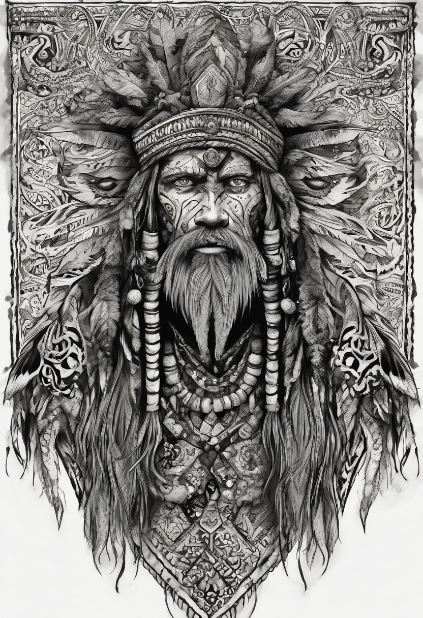 scraggly shirtless tattooed viking shaman