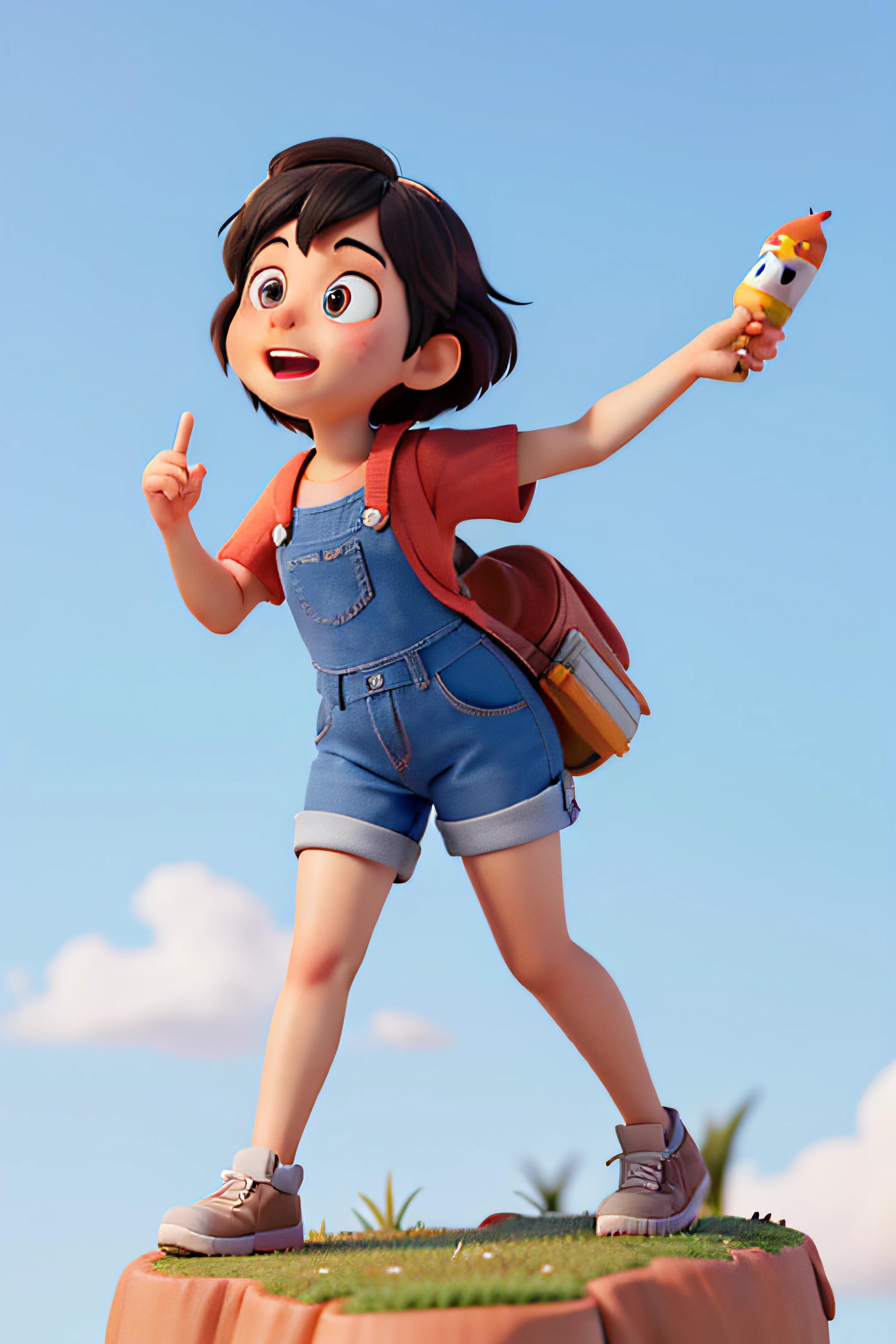 Menina dos desenhos animados, sozinha, ela tem cabelo rosa, olhos grandes, personagem pequeno. unreal engine 5, render animation style, atey ghailan 8 k, arte infantil em artstation, aventura hyper realista render, painting digital adorable, bonito 3 d render, arte digital detalhada bonito, explorador feminino mini menina bonito, inspirado por Atey Ghailan, PIXAR 3d, DISNEY 3d, STYLE AMERICAN