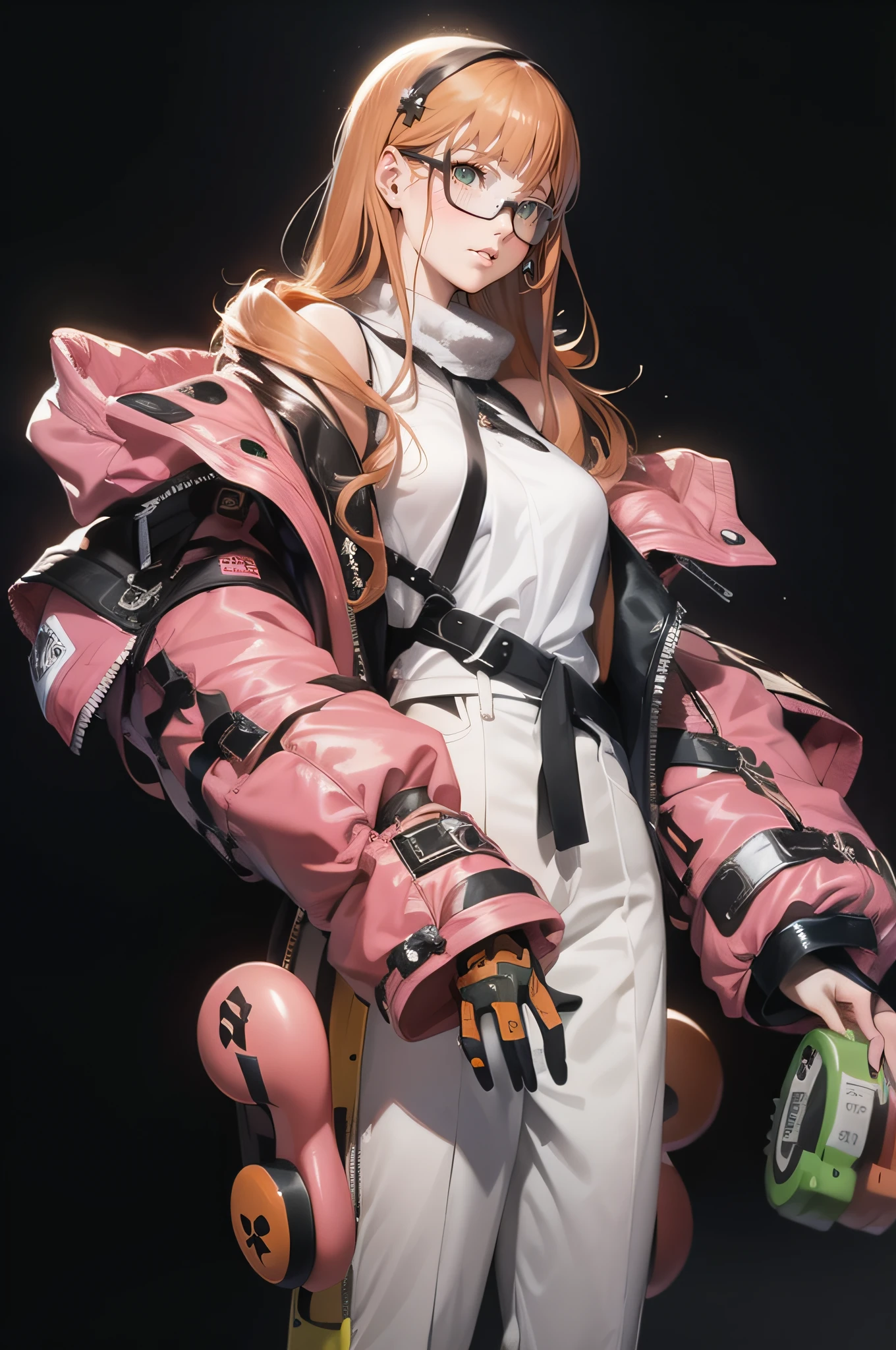 anime - style girl in pink jacket and white pants holding a green bottle, cushart krenz key art feminine, render of april, cyberpunk anime girl mech, fine details. girls frontline, from arknights, best anime 4k konachan wallpaper, from girls frontline, female cyberpunk anime girl, 3 d render character art 8 k, cyberpunk anime girl