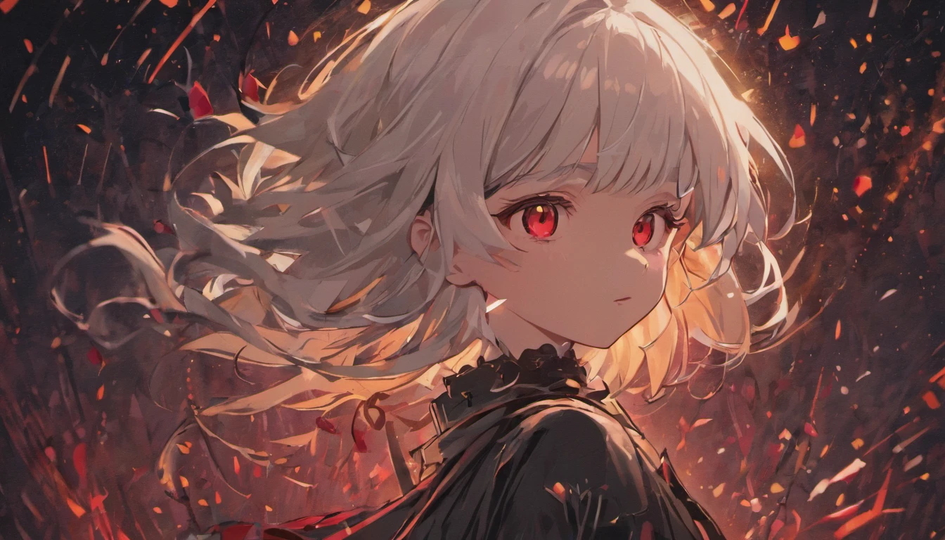 (Black background:1.4),(Silhouette of a white-haired child's head, Red eyes, , Oriental elements, In the dark，amaryllis)，Dichotomy，(Chinese illustration:1.3，paper art:1.3, Quilted paper art:1.2),( reasonable design, Clear lines, High sharpness,Best quality, Very detailed, Masterpiece, movie light effect, 4K )