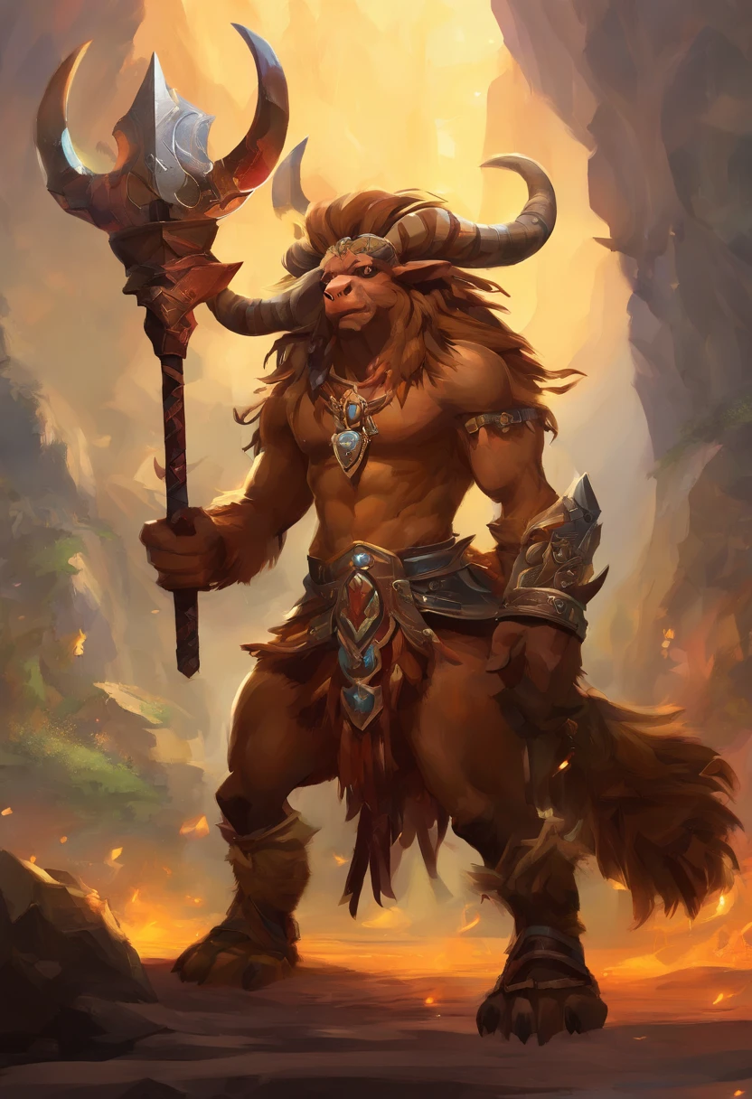 Struck by lightning(tauren:1.5)，One with an ax（Minotaur monster：1.8），Standing cow with an axe，Painful expression，(Raise your head to the sky and roar:1.8)，funk，shudder，Gothic，baroque，（The arc was released from the female mage's hand），The current spreads around，Medieval landscape，Fantastical，4K，best qualtiy，primitive，（(Ultra-detailed and high-precision details))，Power Hero & Magic 3，Fantastical，The background is the canyon plain，The scene is impressive