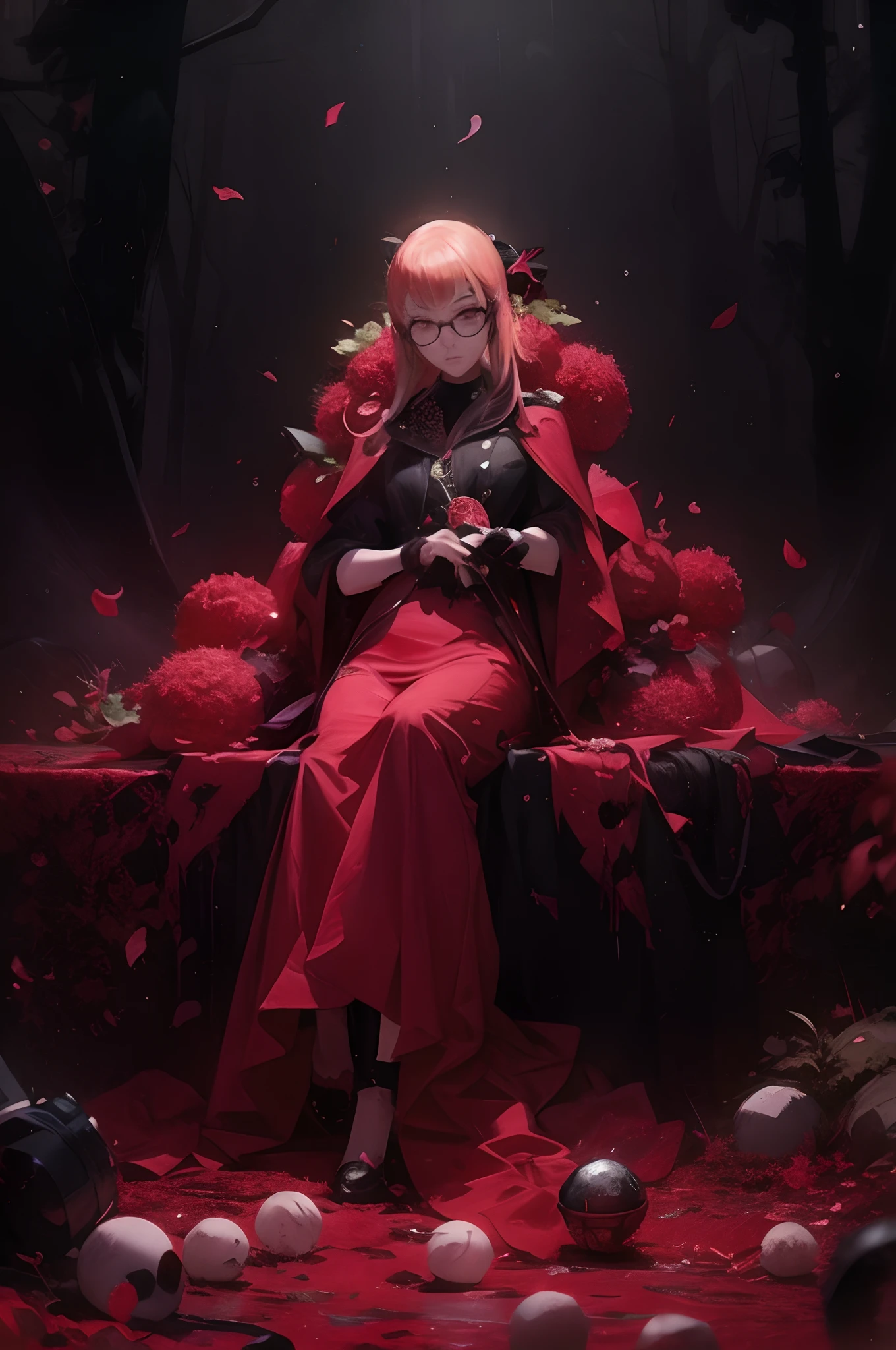 anime - style photo of a woman sitting on a throne surrounded by flowers, guweiz, badass anime 8 k, best anime 4k konachan wallpaper, artwork in the style of guweiz, guweiz masterpiece, guweiz on pixiv artstation, cushart krenz key art feminine, anime style 4 k, gothic maiden anime girl