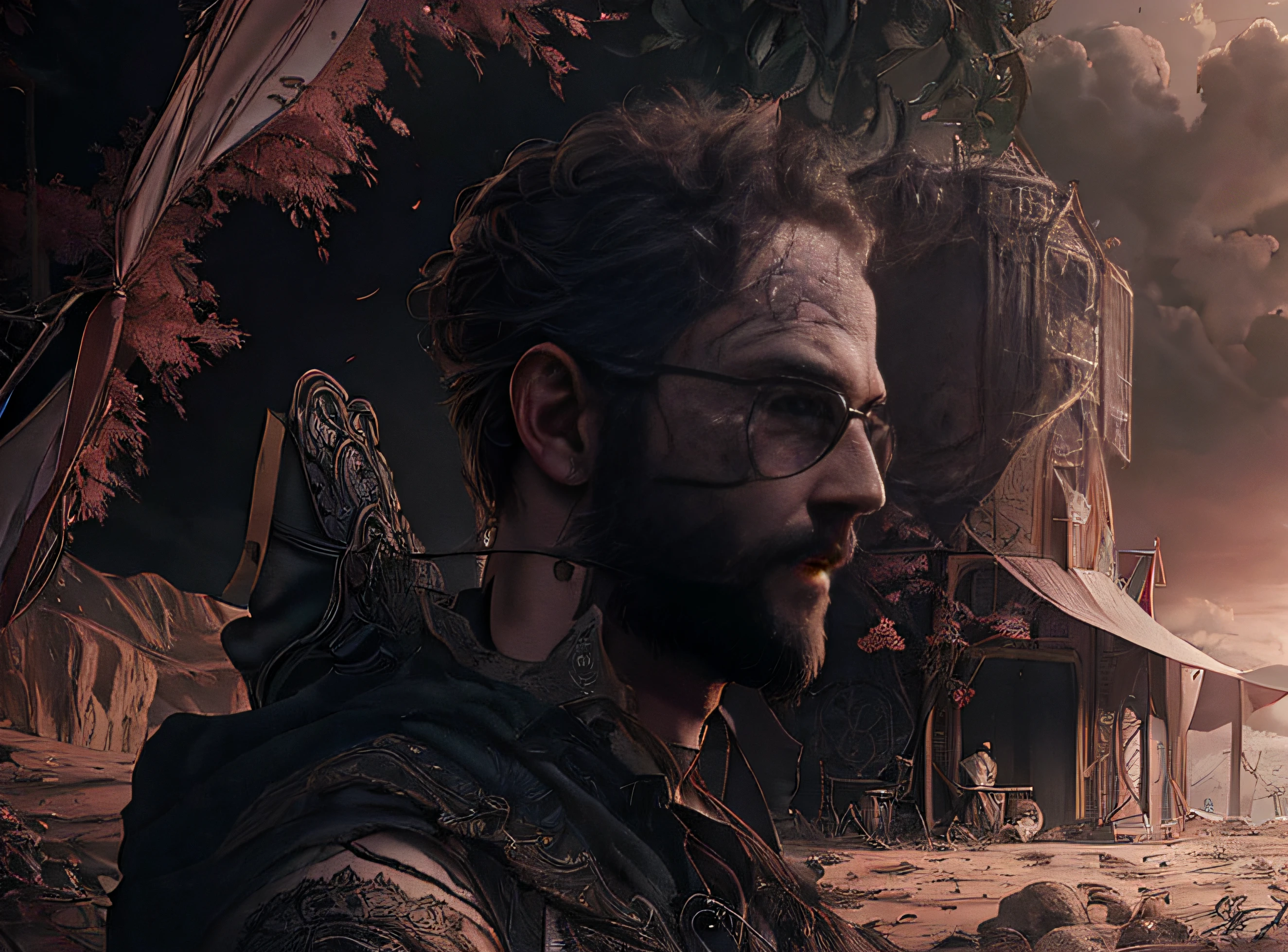 campistas hippies fora da fortaleza, detalhes intrincados, alta qualidade, realista, noite, Fundo, inspirado em Stjepan Sejic, Griffiths Carne Bovina, foto de alta qualidade, Afp, Ultra HD | |, realista, cores vivas, altamente detalhado, Desenho UHD, caneta e tinta , perfect compositio, Beautiful intricately detailed and intricate octane rendering trends on ArtStation, 8k artistic photography, arte conceitual fotorrealista, perfect cinematic light, natural and soft volumetric